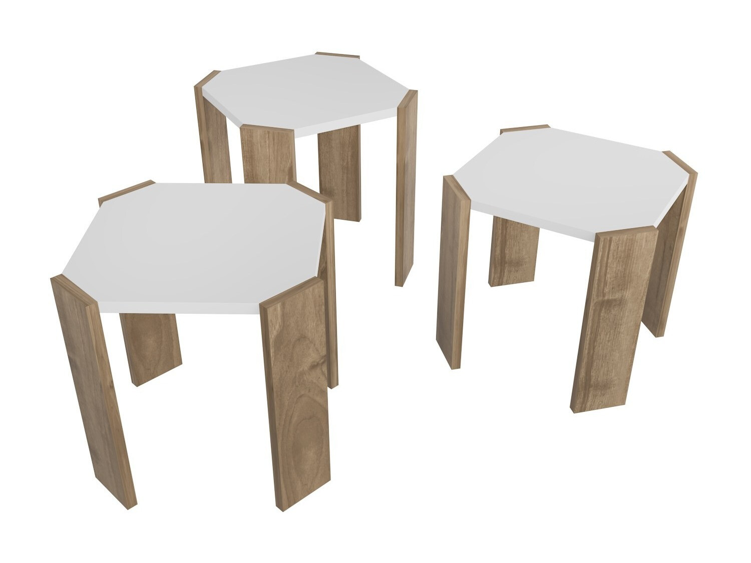 Set de măsuțe de cafea Kailua 2770 (Alb + Nuc deschis)