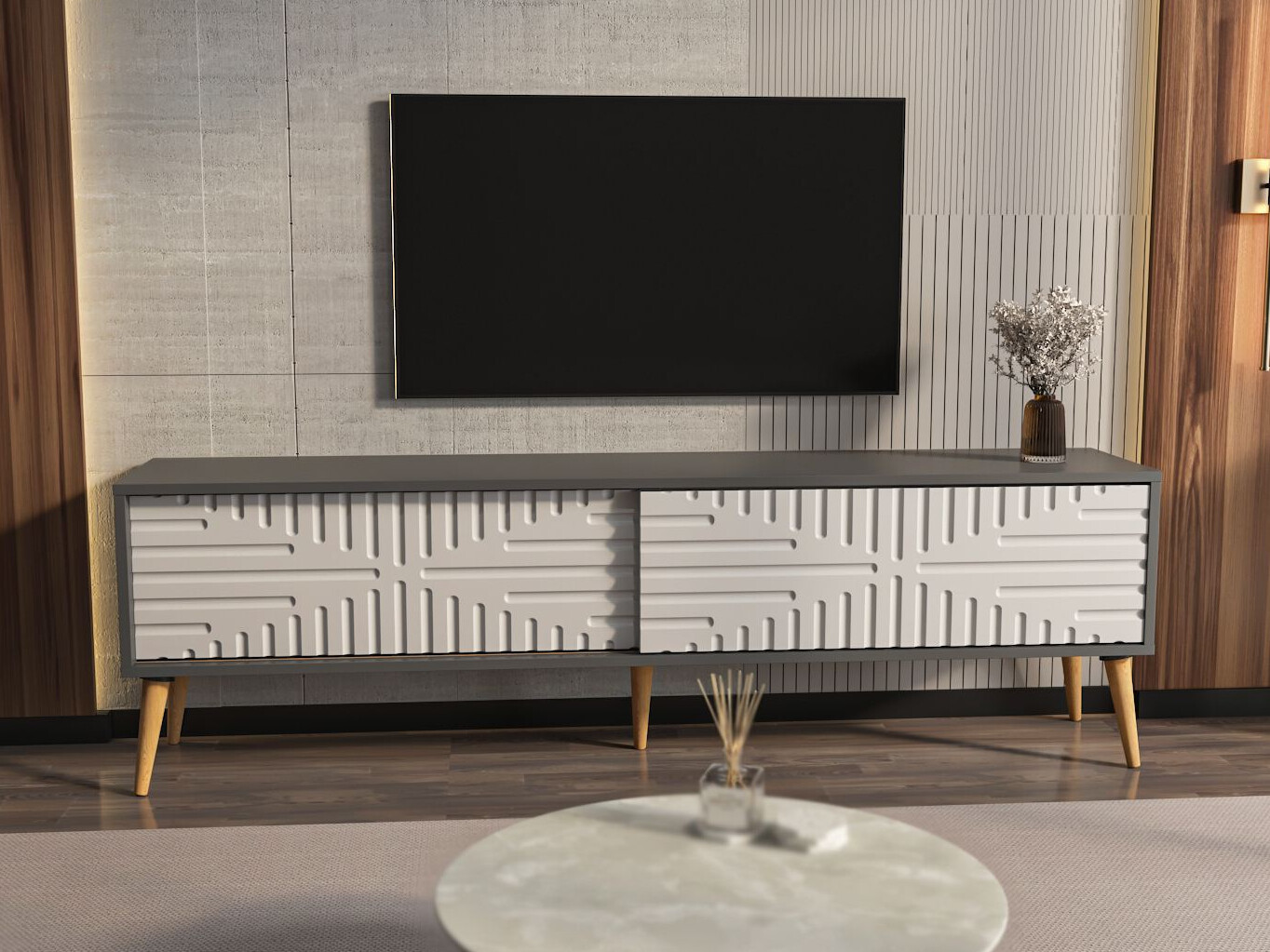 Comodă TV Kailua 2771 (Alb + Antracit)