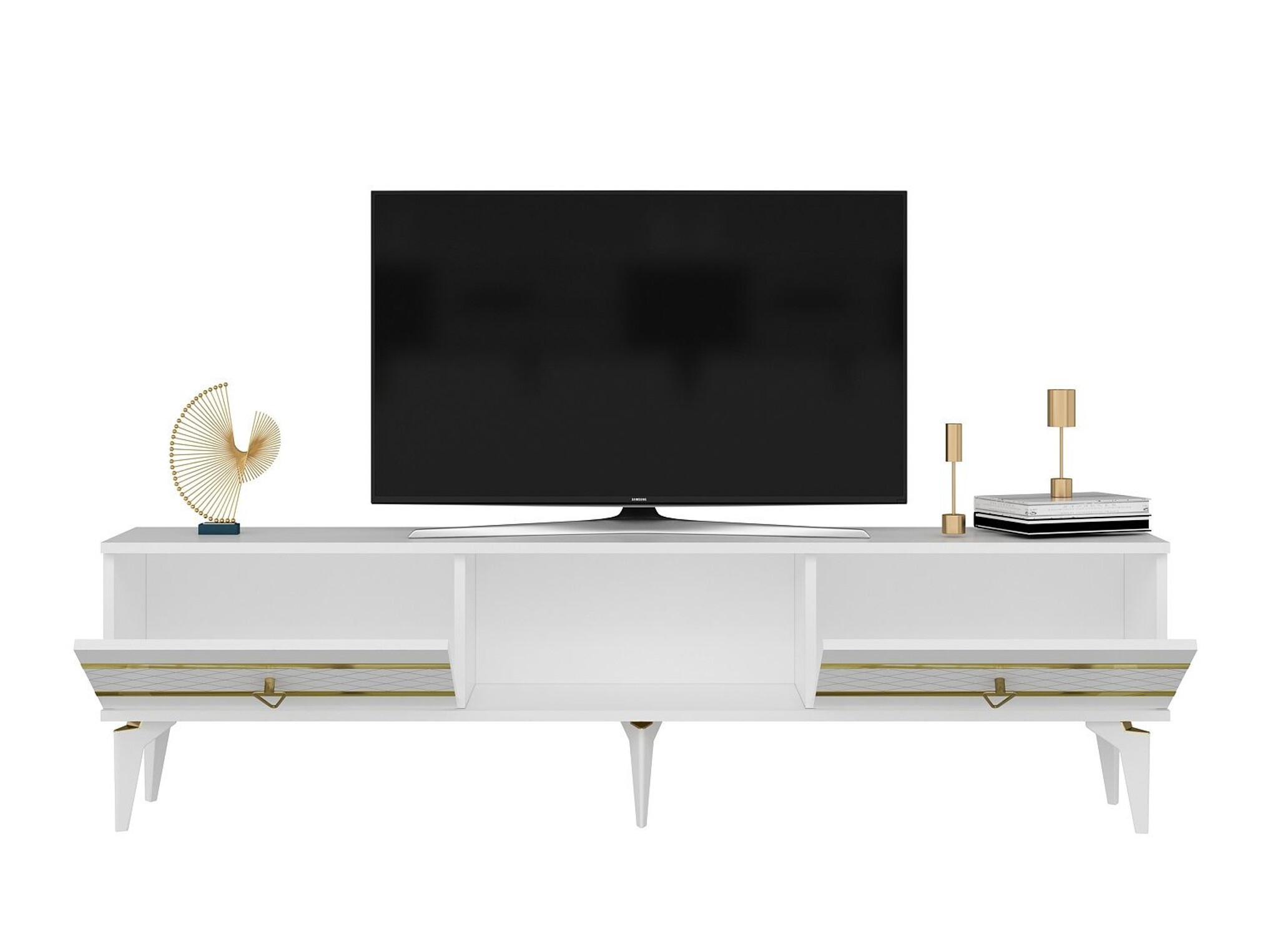Comodă TV Asheboro 202 (Alb + Aur)