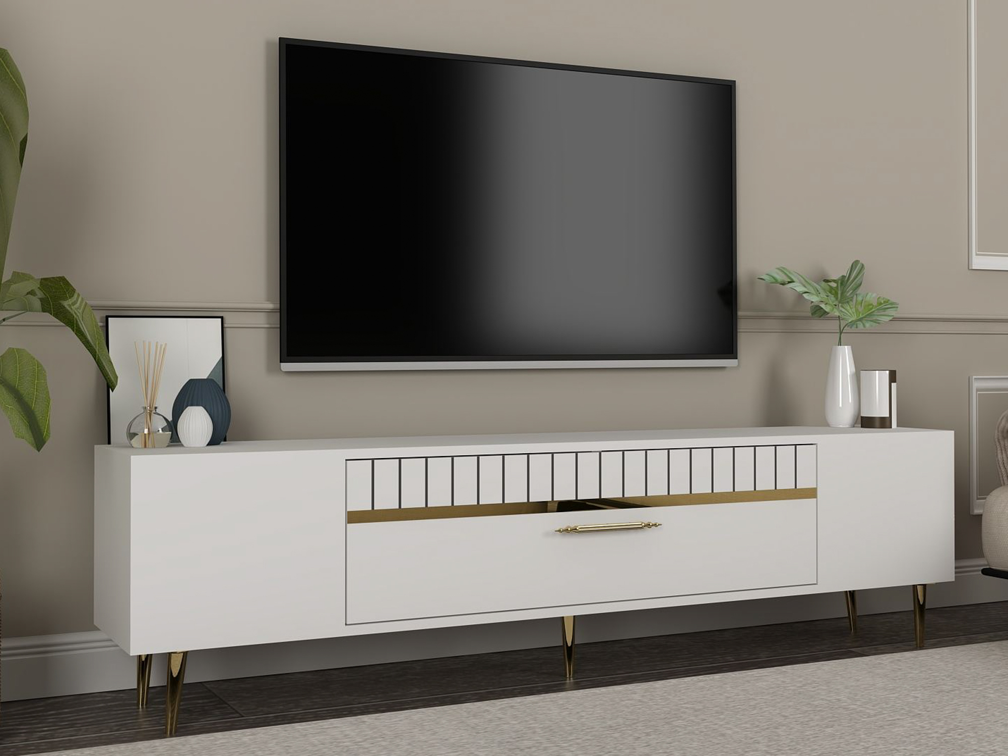 Comodă TV Asheboro 206 (Alb)
