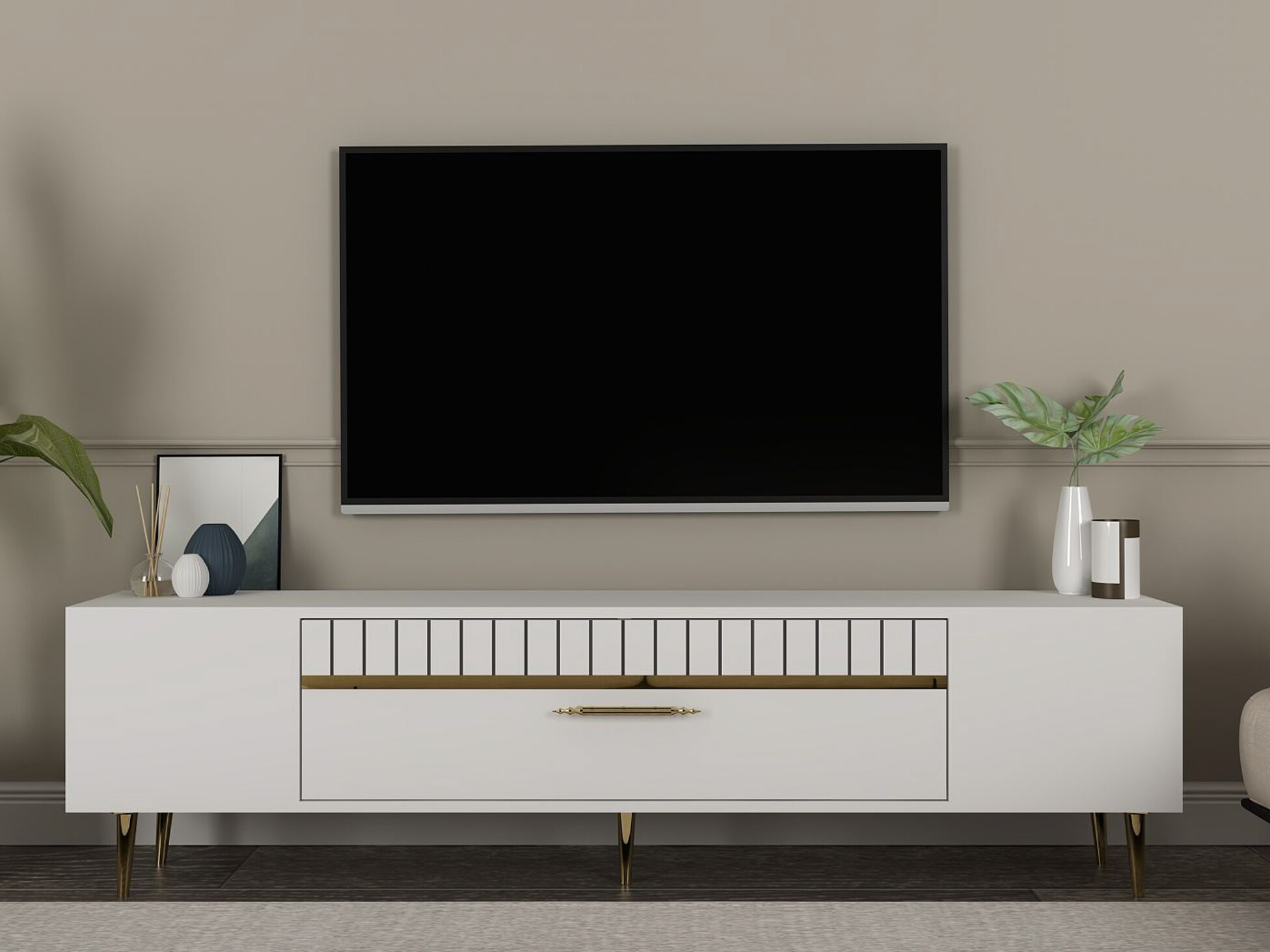 Comodă TV Asheboro 206 (Alb)