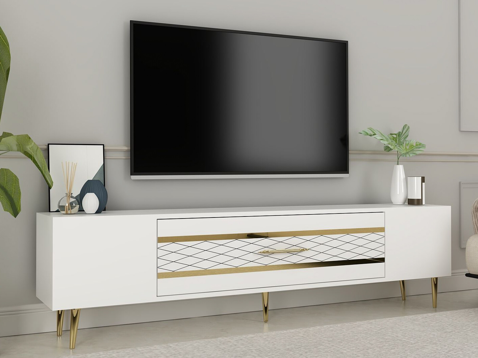 Comodă TV Asheboro 207 (Alb)