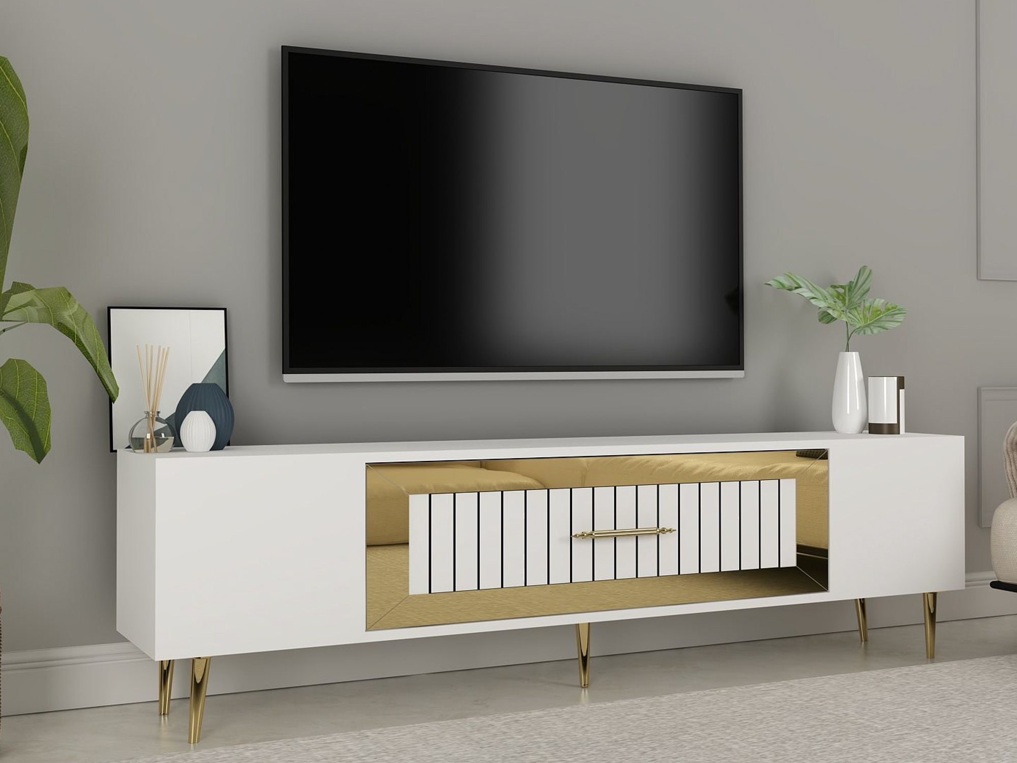 Comodă TV Asheboro 208 (Alb)