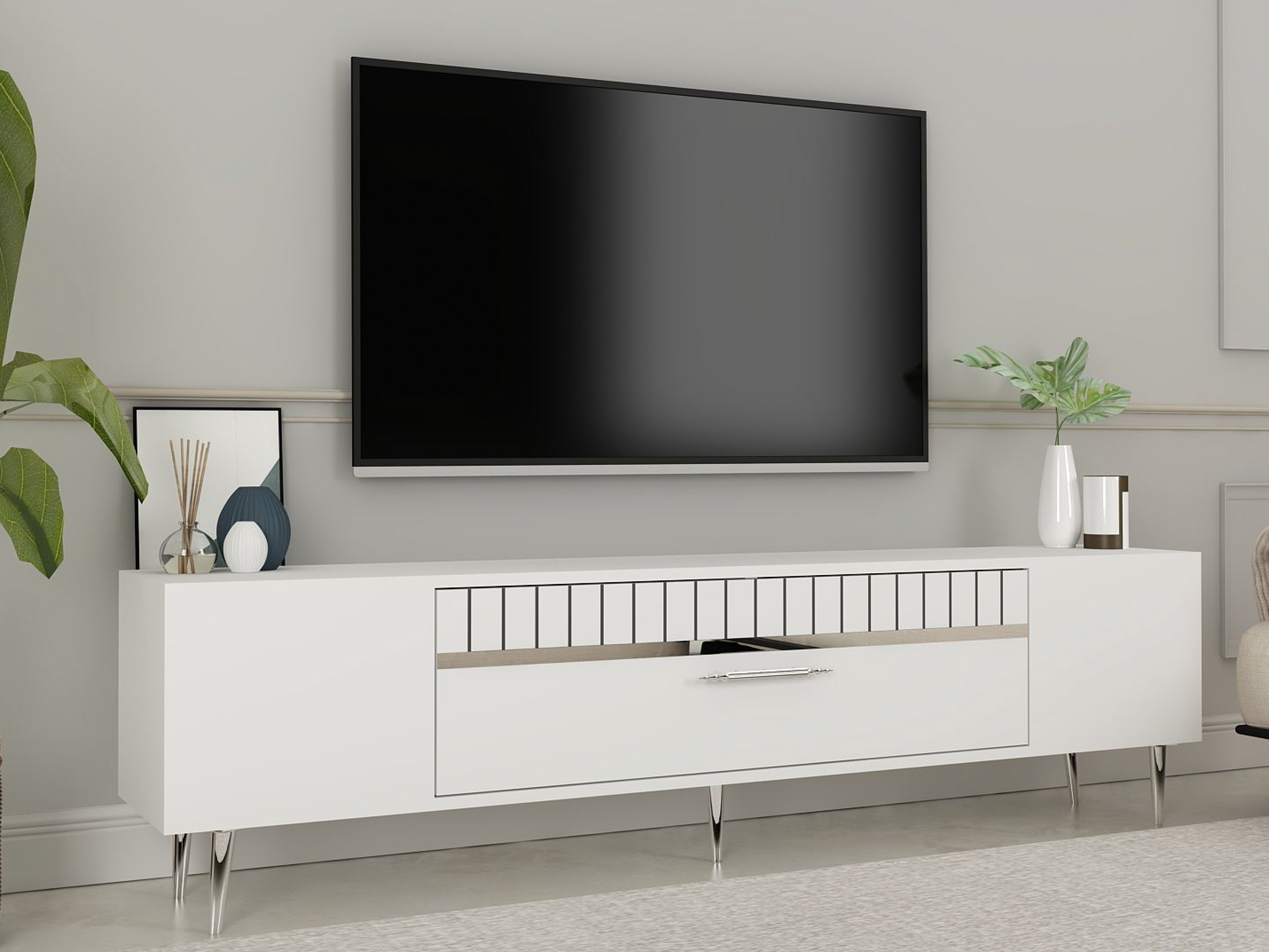 Comodă TV Asheboro 206 (Alb)