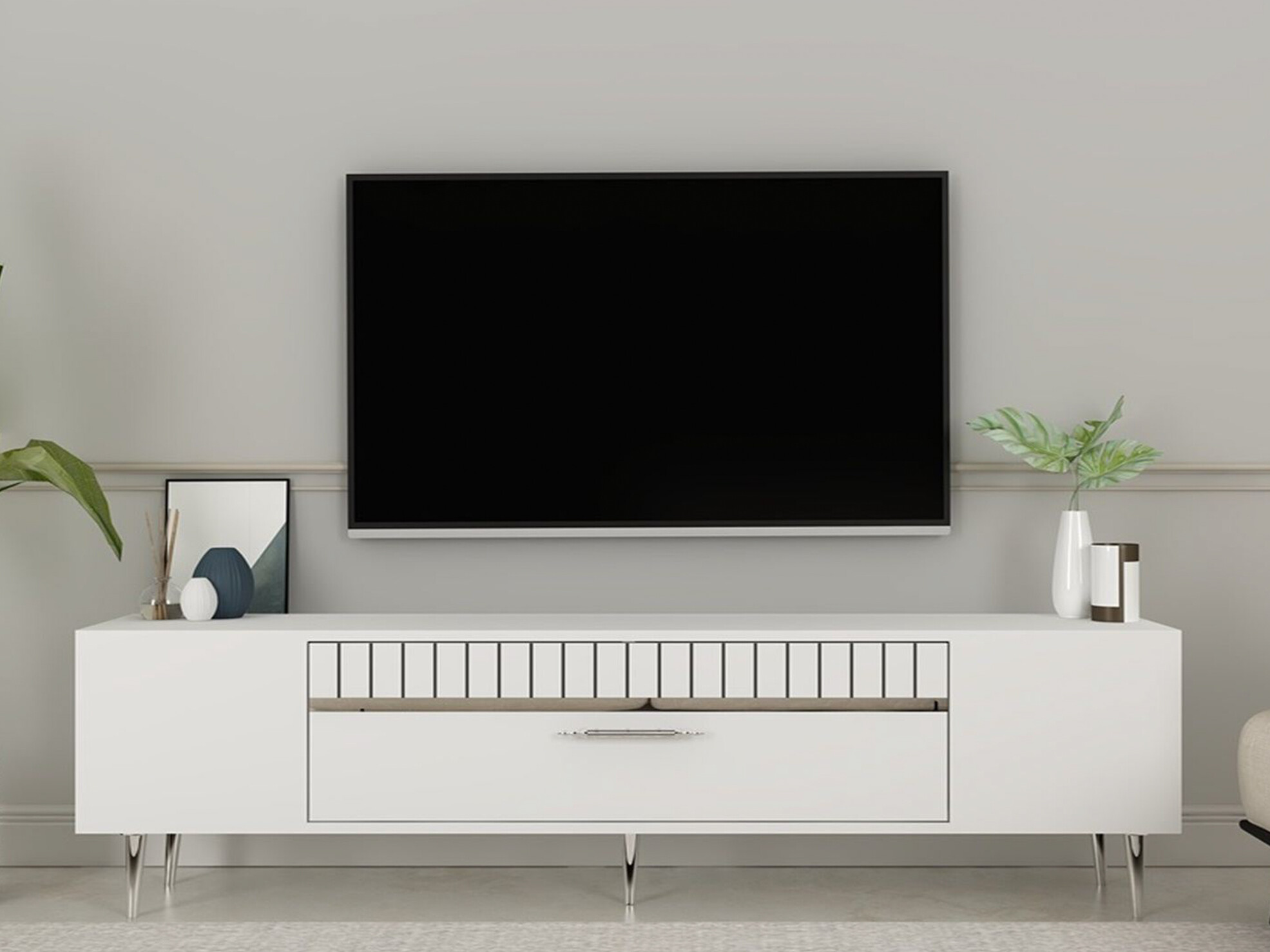 Comodă TV Asheboro 206 (Alb)