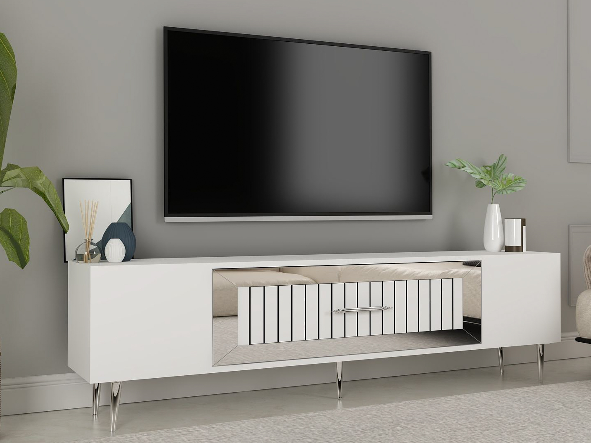 Comodă TV Asheboro 208 (Alb)