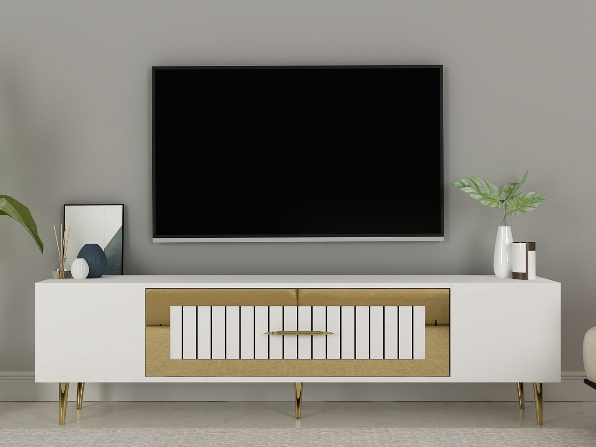 Comodă TV Asheboro 208 (Alb)