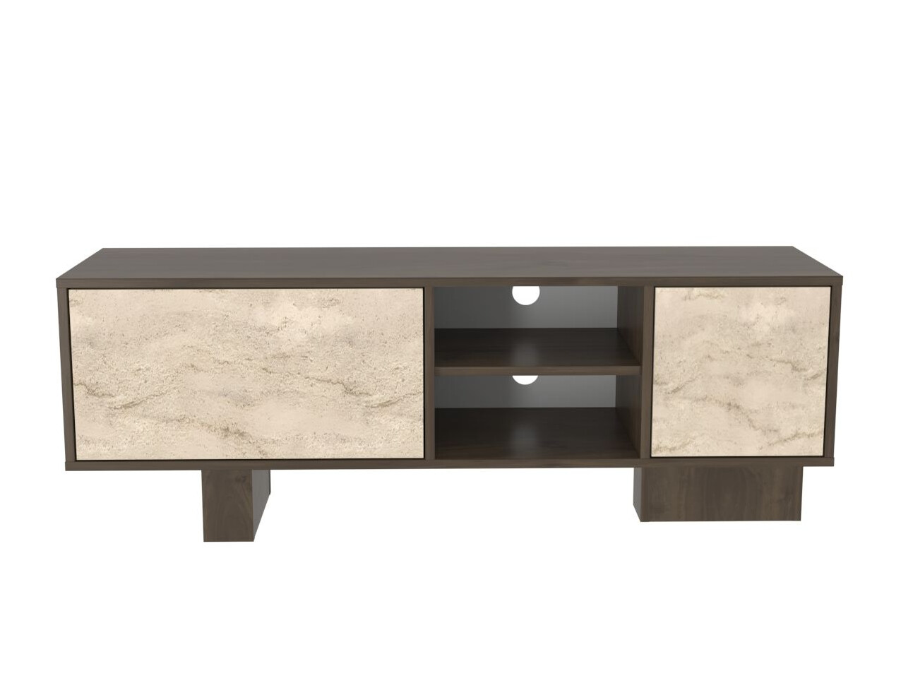 Comodă TV Asheboro 211 (Nuc + Deschis Travertine)