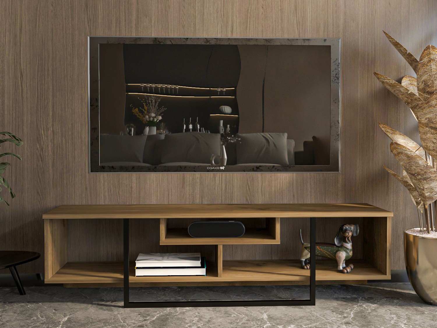 Comodă TV Kailua 245 (Nuca + Negru)