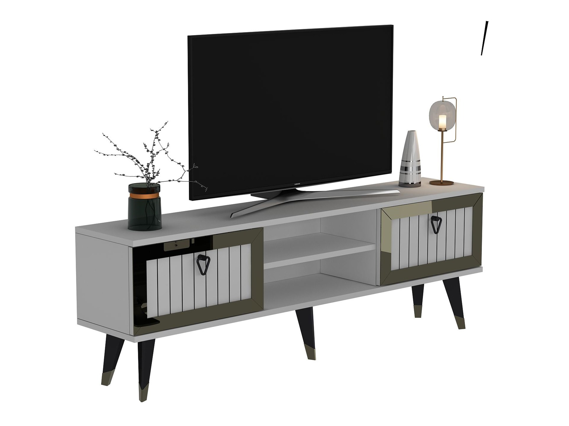 Comodă TV Asheboro 203 (Alb + Aur)