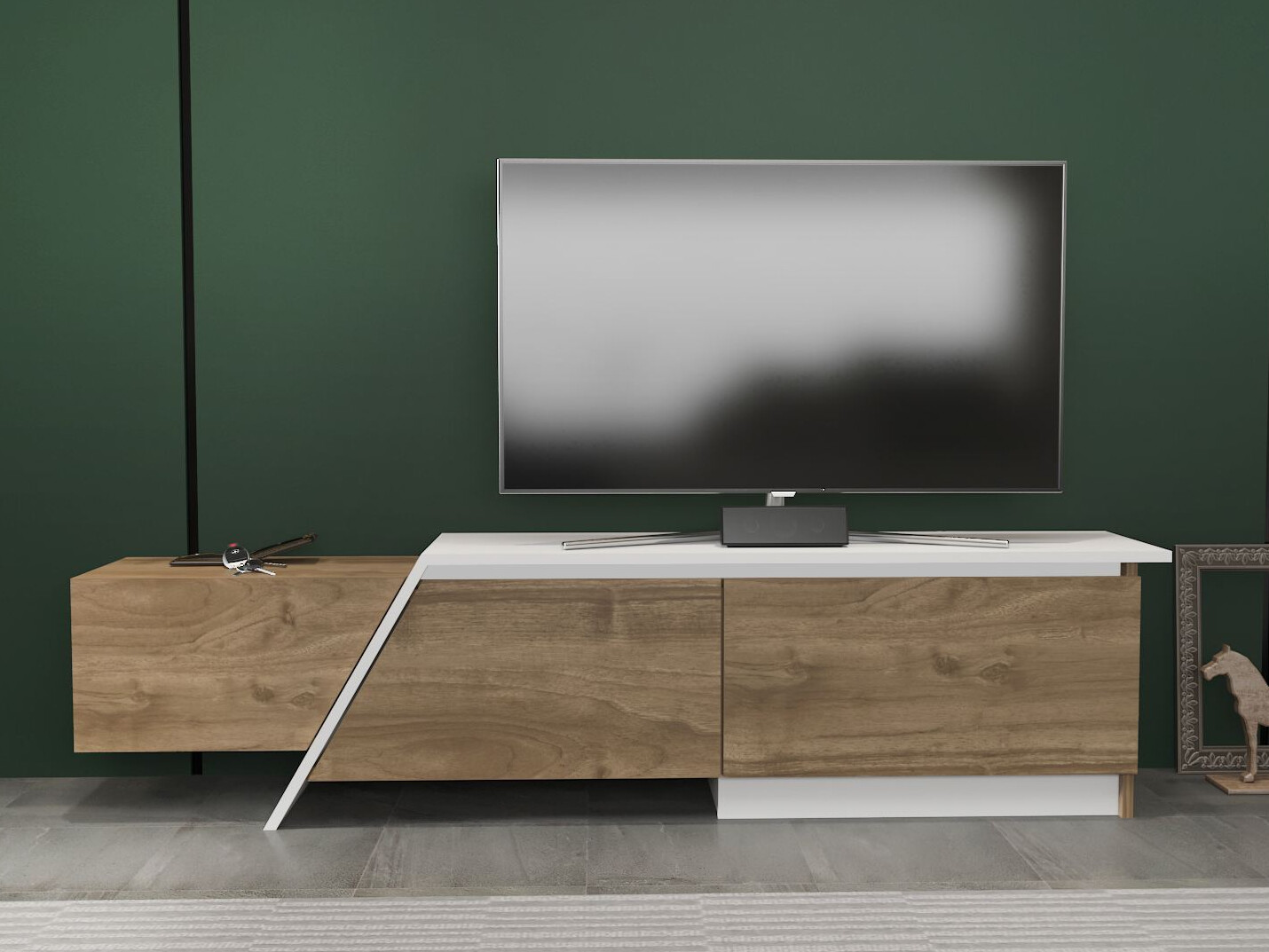 Comodă TV Asheboro 219 (Nuc + Alb)