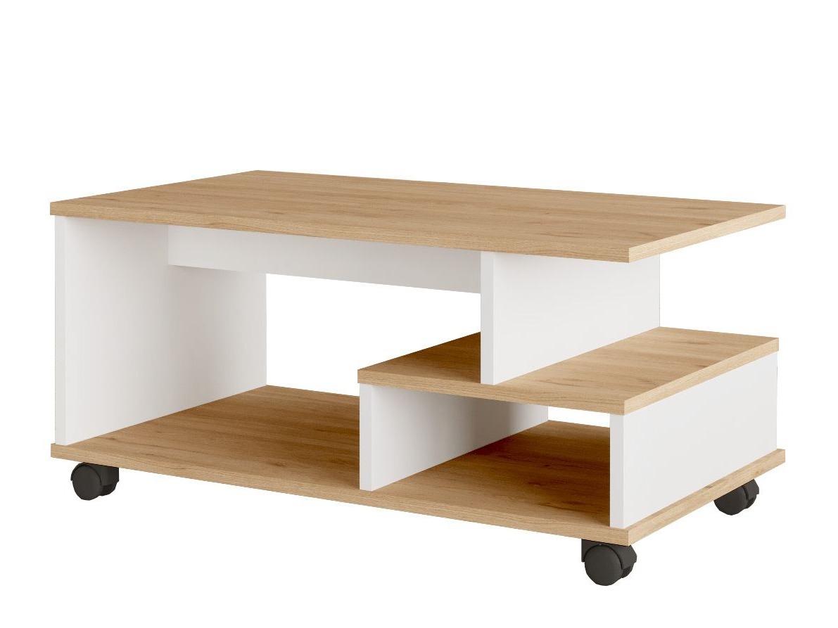 Măsuță de cafea Kailua 2788 (Alb + Stejar)