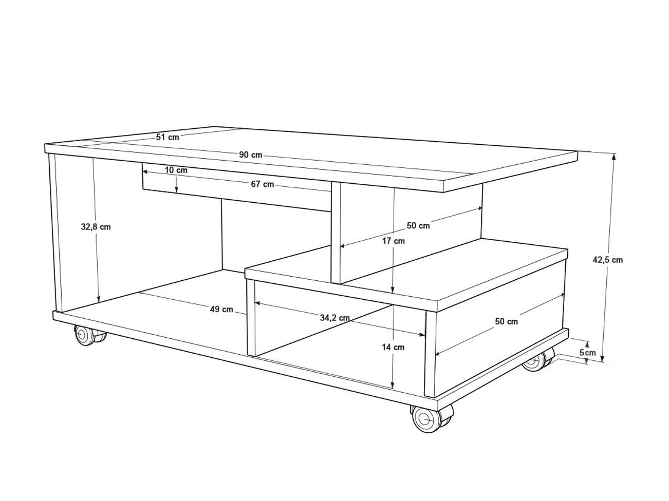 Măsuță de cafea Kailua 2788 (Antracit + Stejar)
