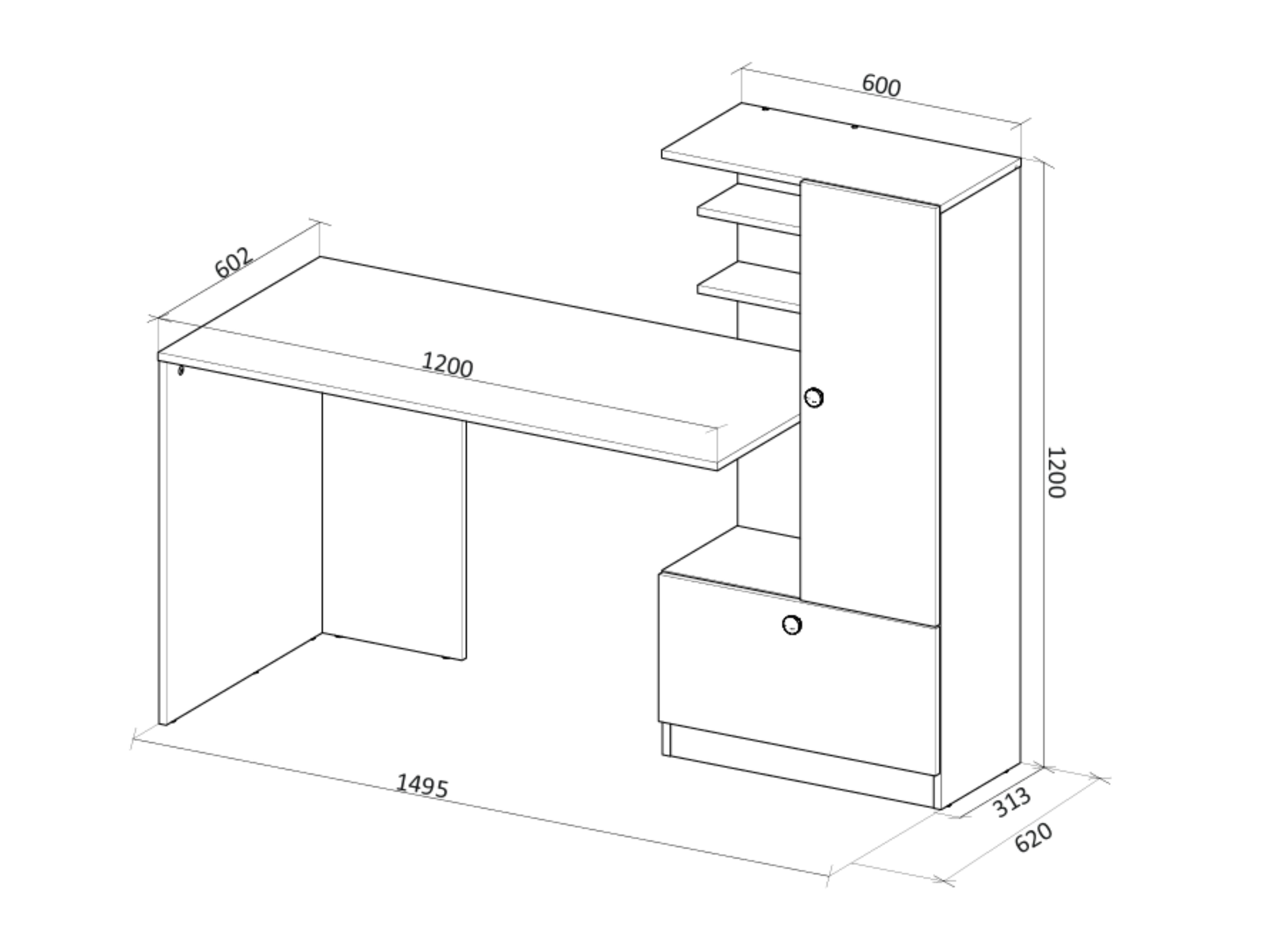 Birou Houston 2148 (Negru + Stejar artizan)