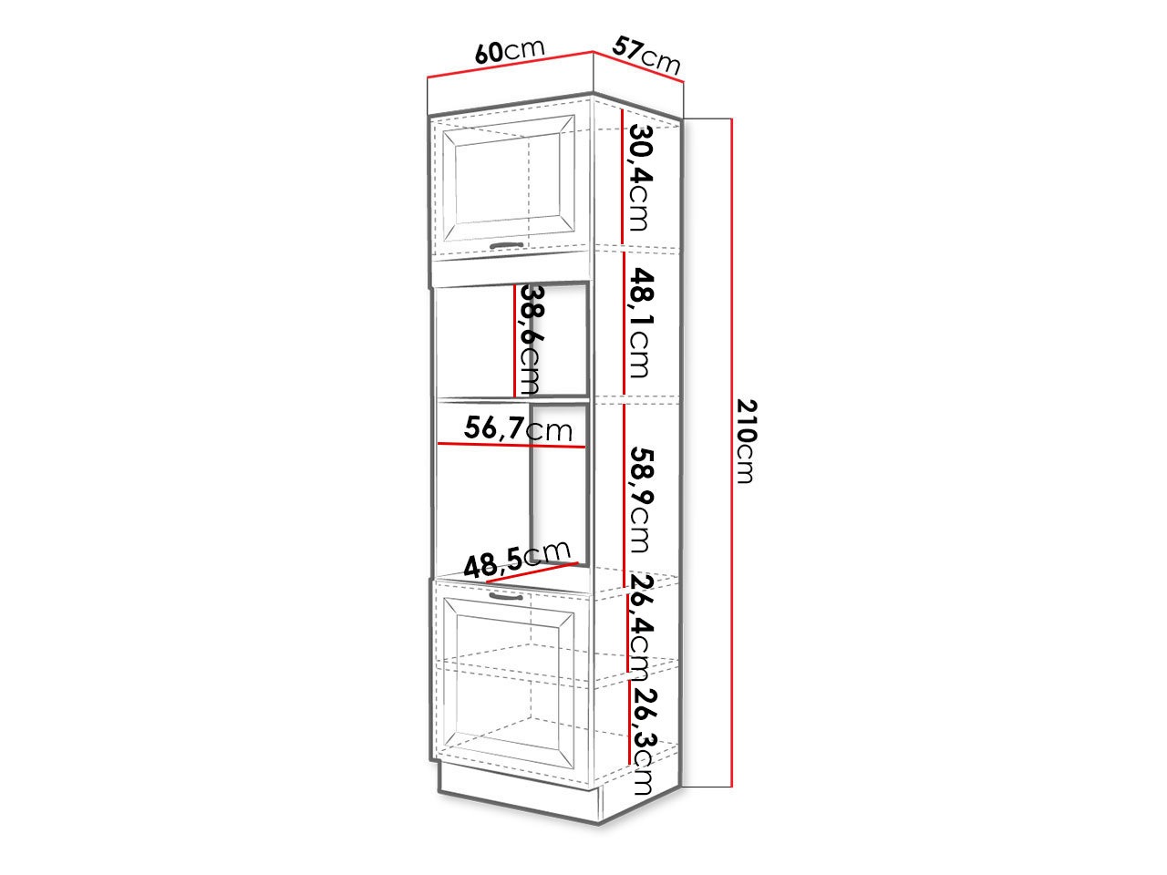 Dulap modular pentru electrocasnice incorporabile Retro Grey 116