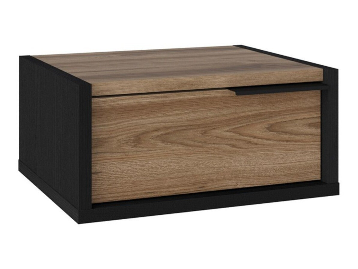 Noptieră Kailua 2802 (Lemn închis la culoare + Negru)