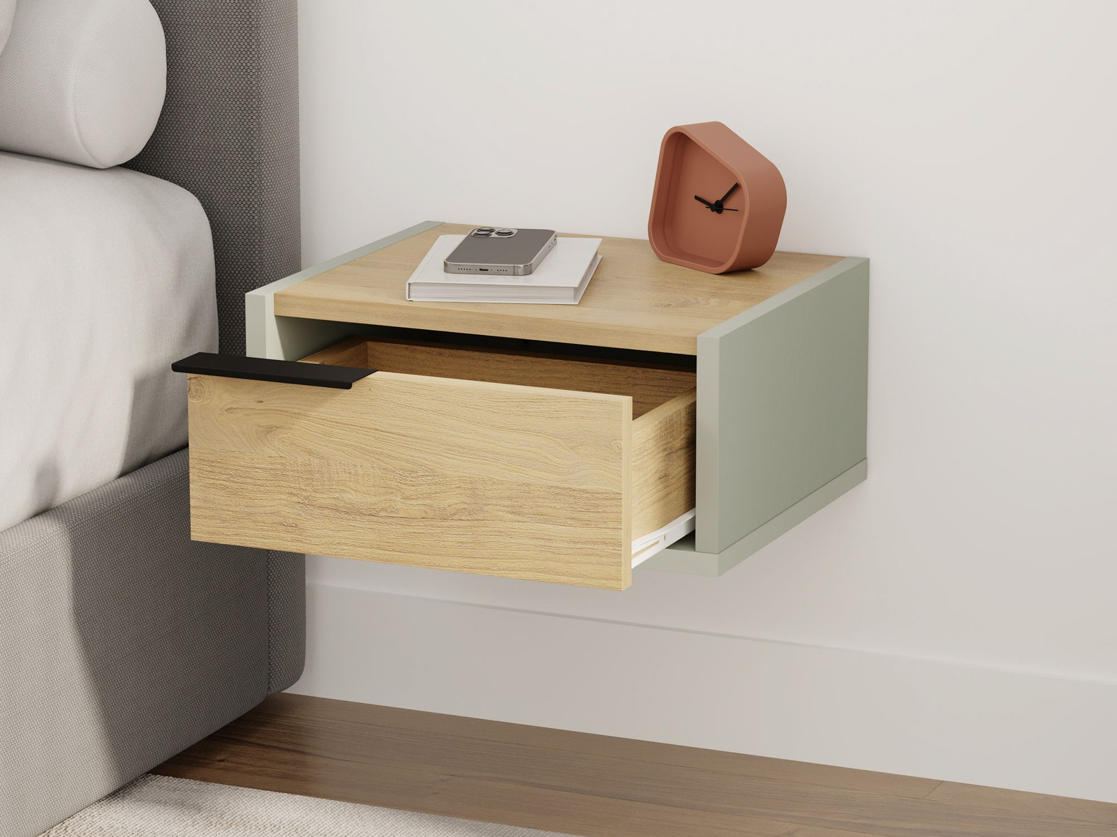 Noptieră Kailua 2802 (Stejar + Verde)