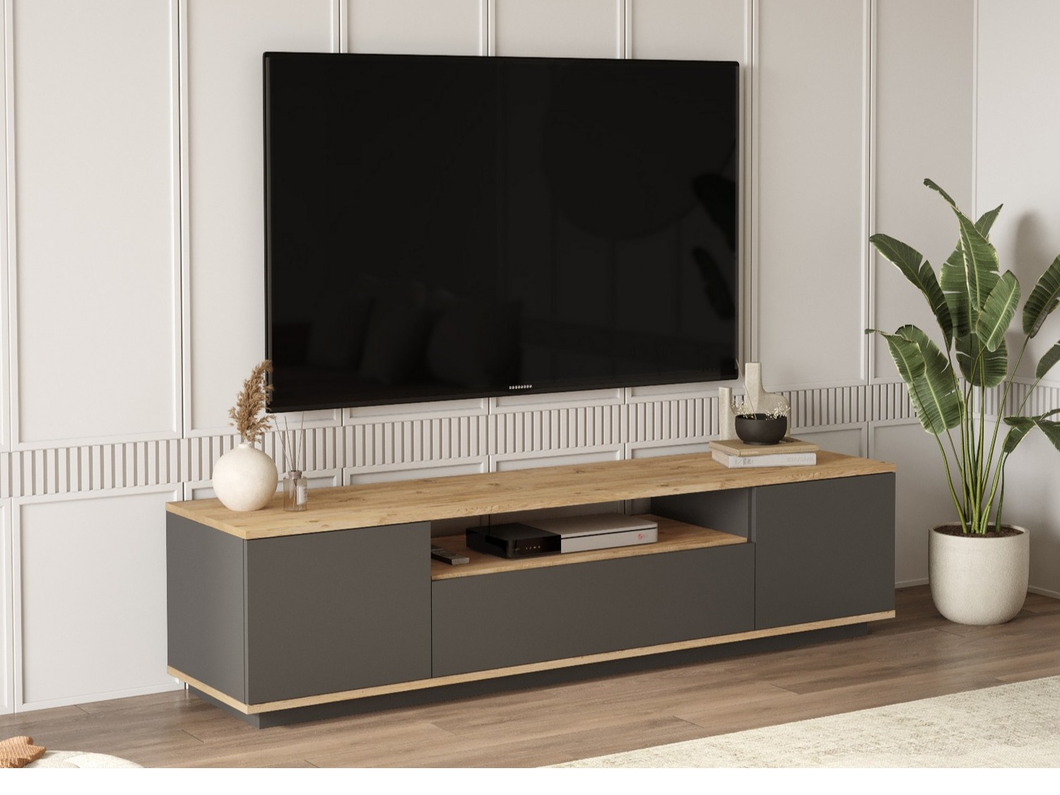 Comodă TV Kailua 105 (Antracit + Pin)