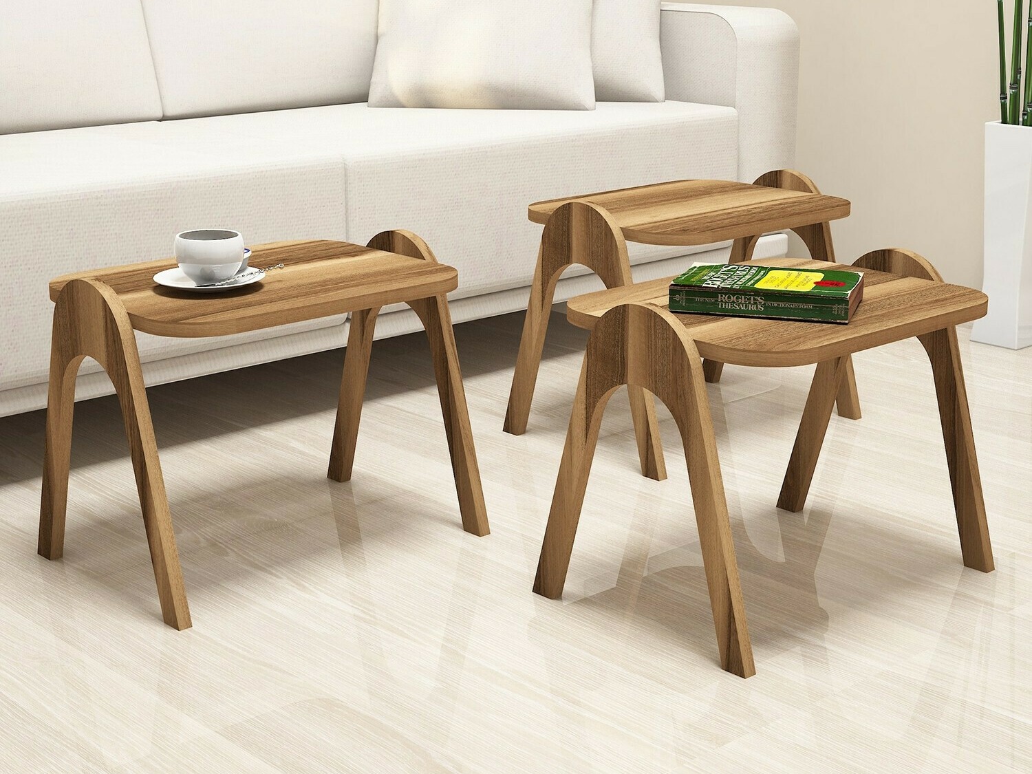 Set măsuțe laterale Kailua 1621 (Nuca)