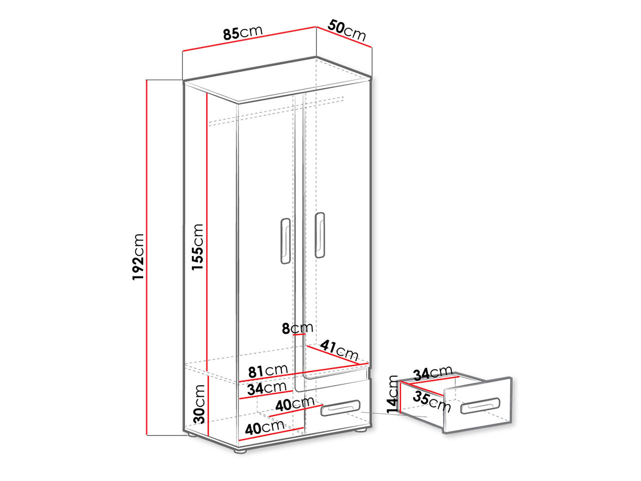 Dulap Levtala 101 (Antracit + Alb + Turcoaz)