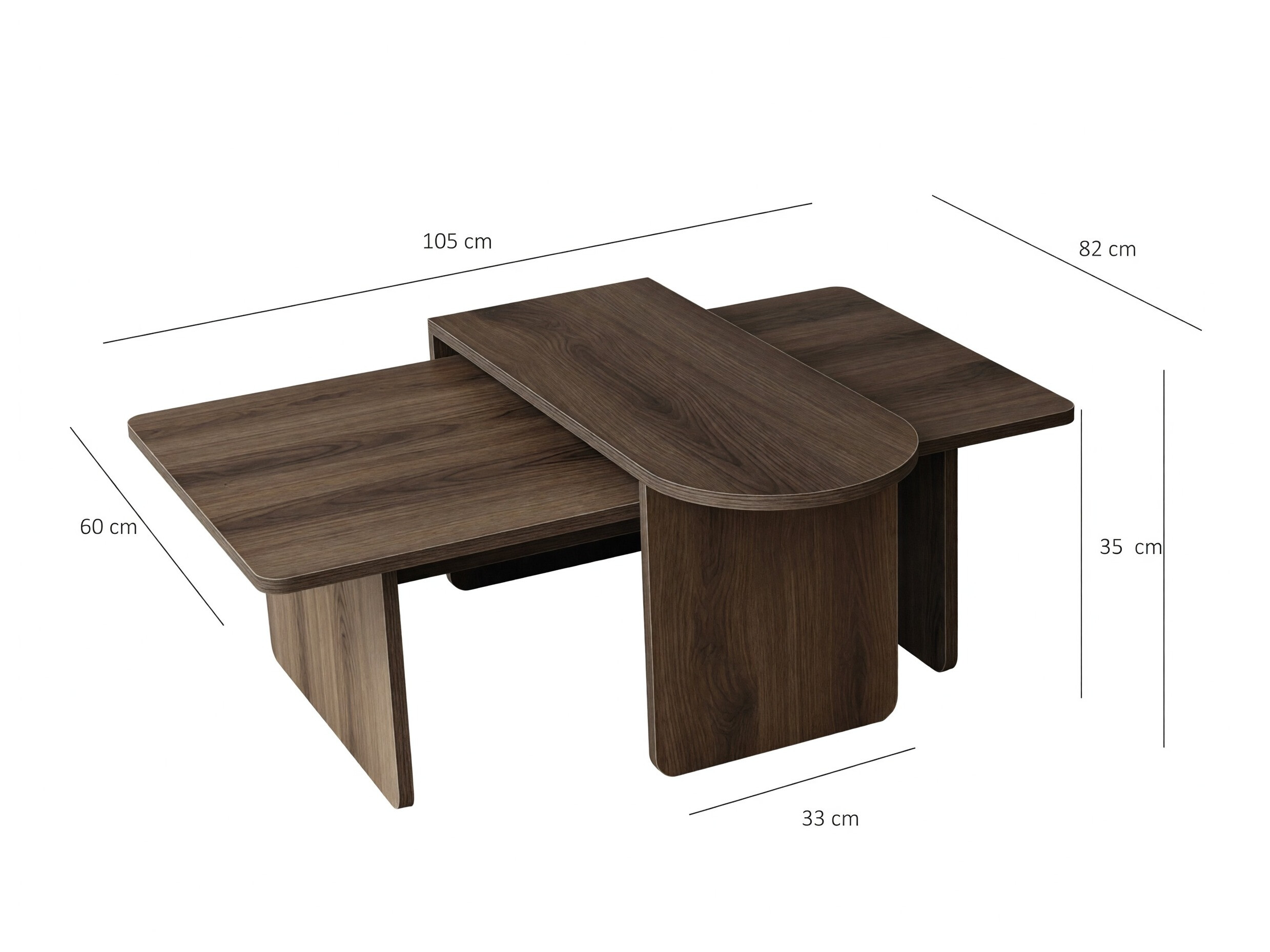 Set de măsuțe de cafea Kailua 2824 (Nuc)