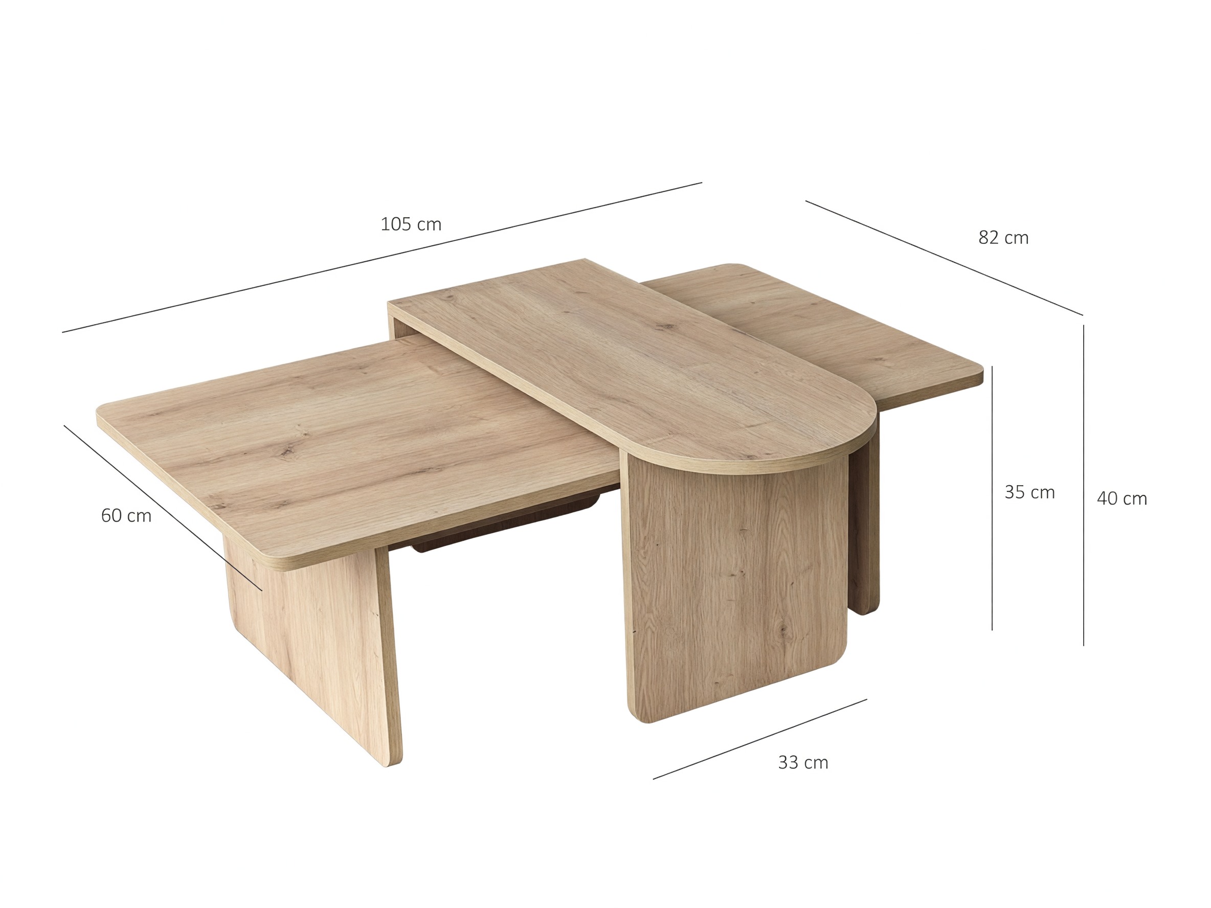 Set de măsuțe de cafea Kailua 2824 (Stejar)