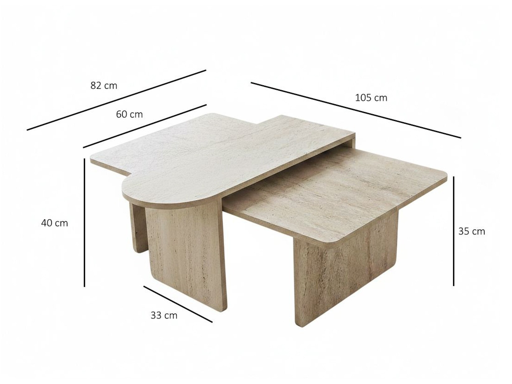Set de măsuțe de cafea Kailua 2824 (Travertin ușor)
