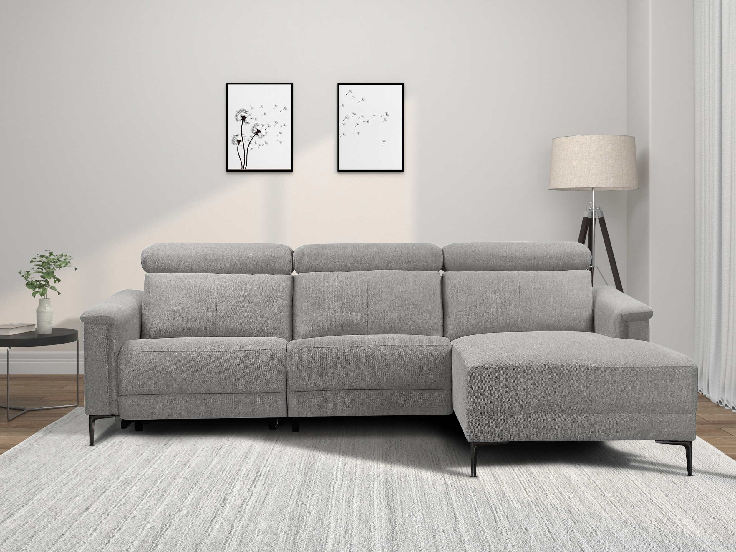 Colțar cu recliner Evamare 106 (Gri deschis)