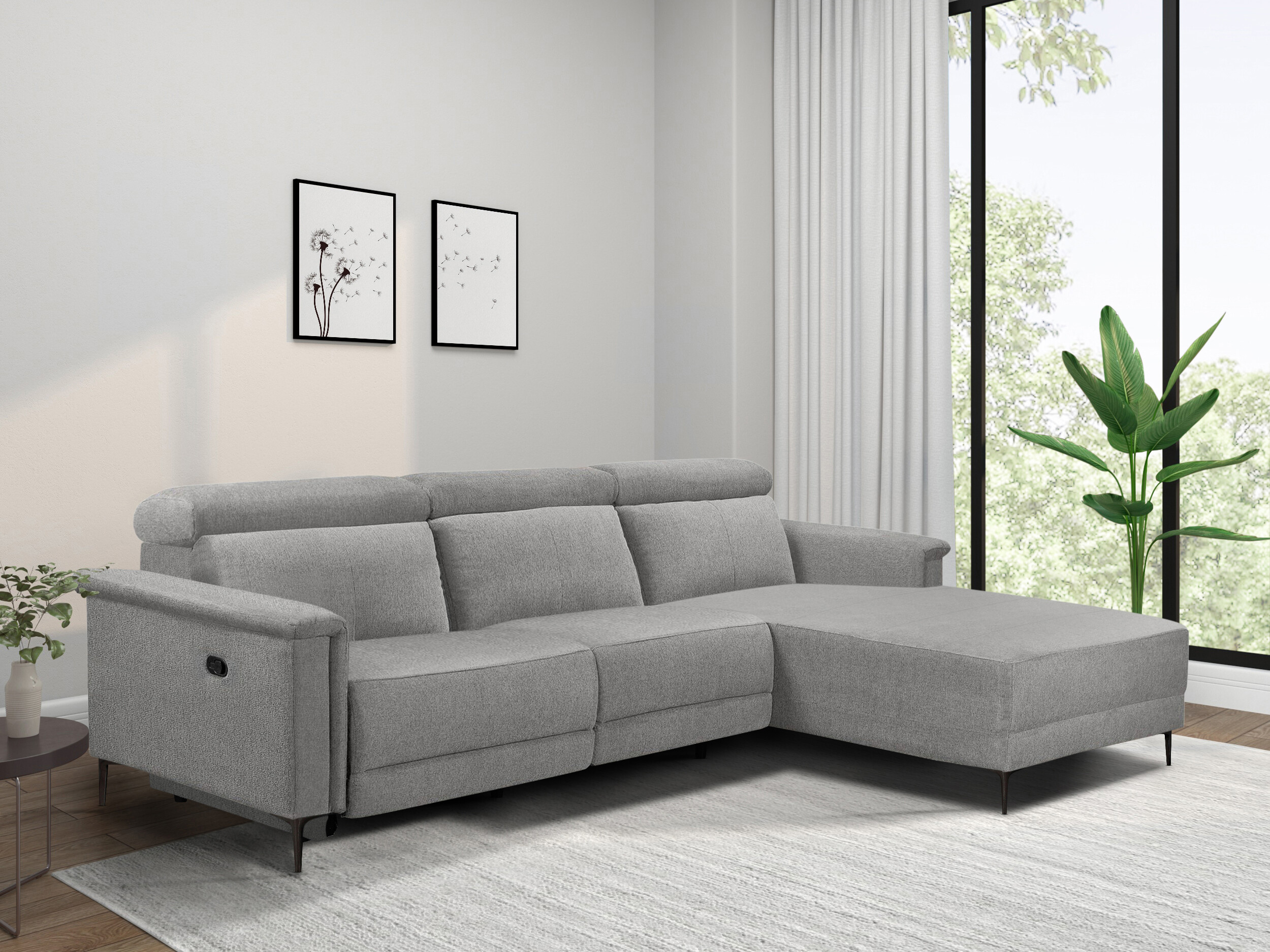 Colțar cu recliner Evamare 106 (Gri deschis)