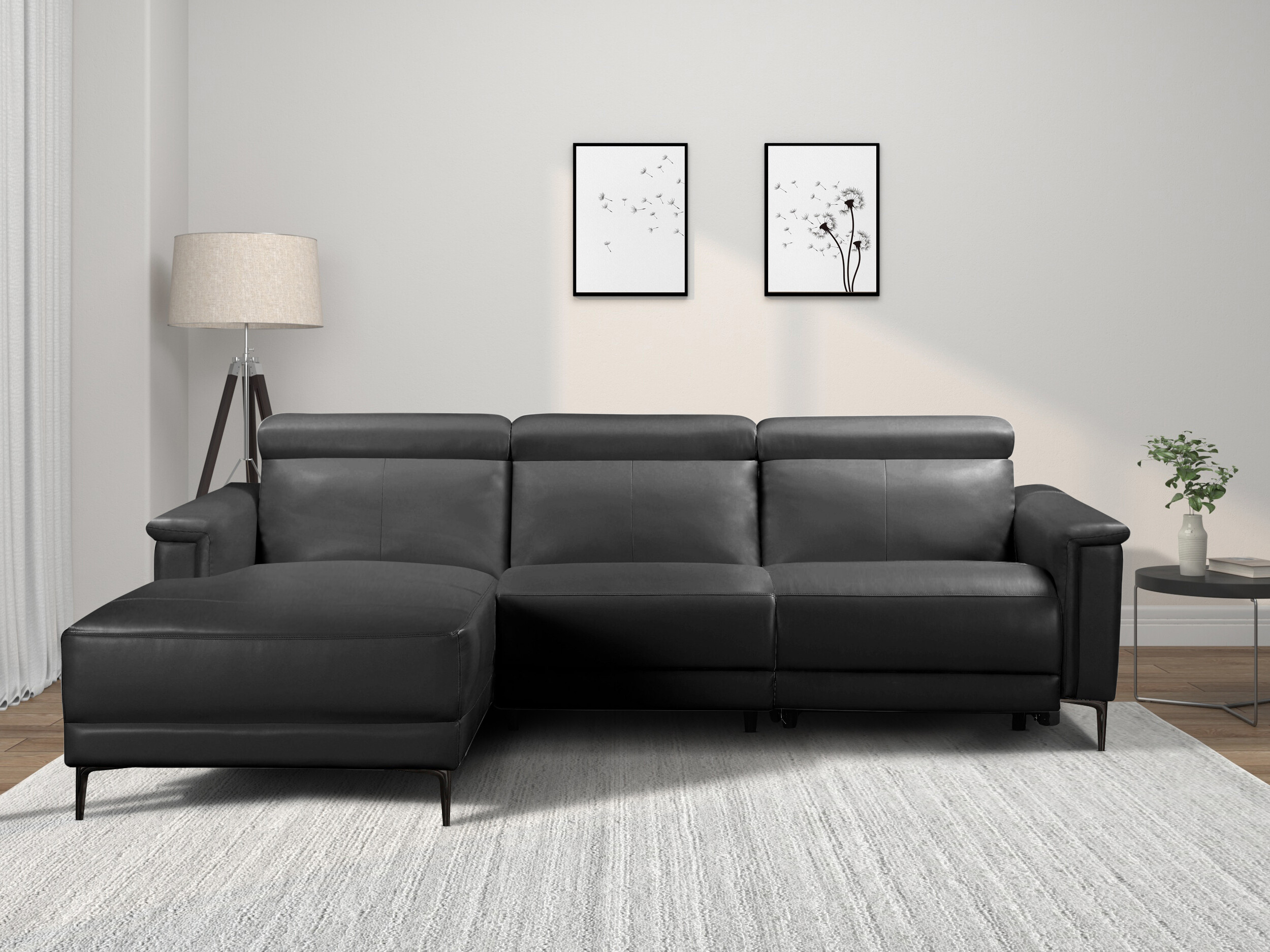 Colțar cu recliner Evamare 106 (Negru)