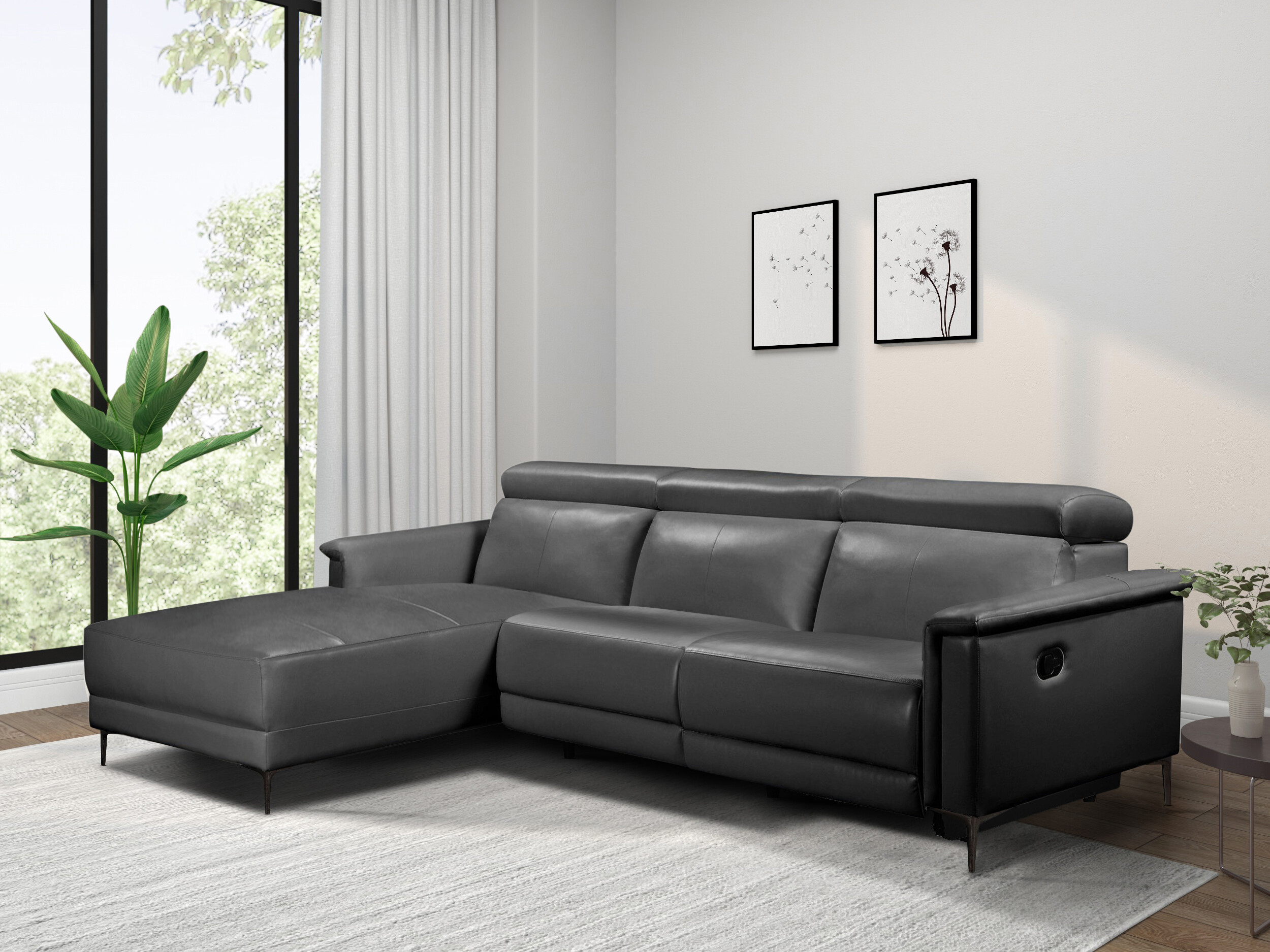 Colțar cu recliner Evamare 106 (Negru)