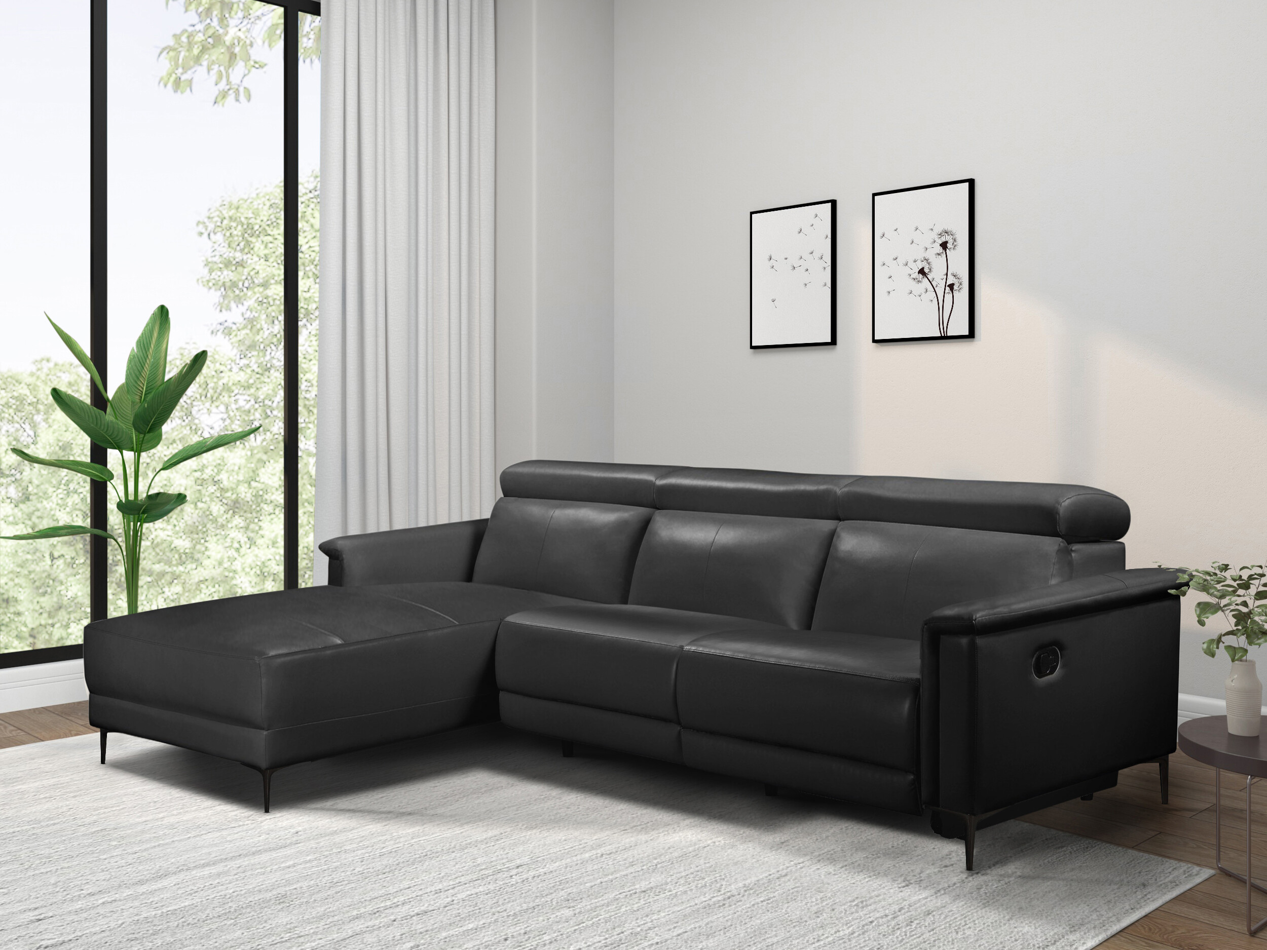 Colțar cu recliner Evamare 106 (Negru)