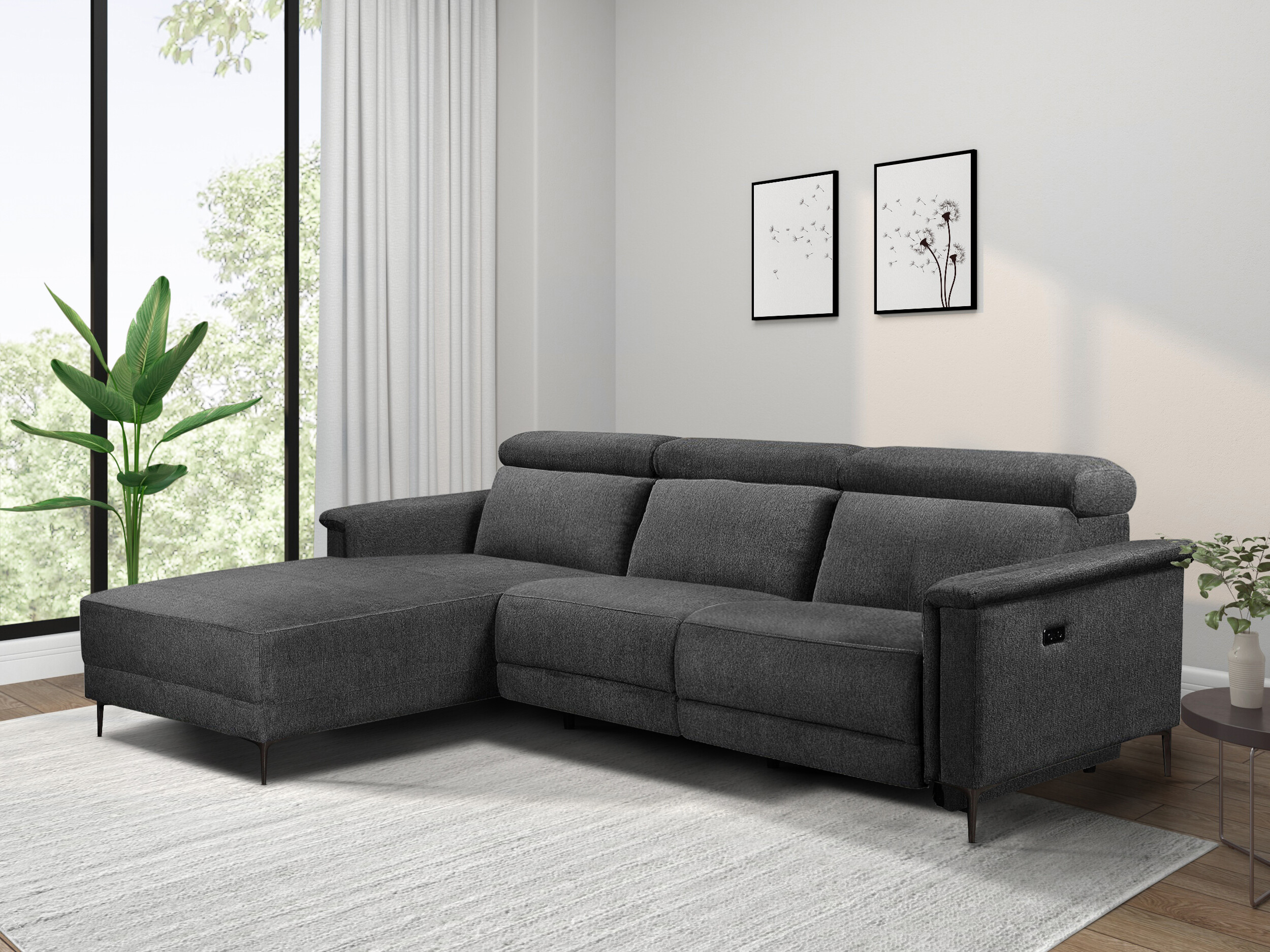 Colțar cu recliner Evamare 105 (Antracit)