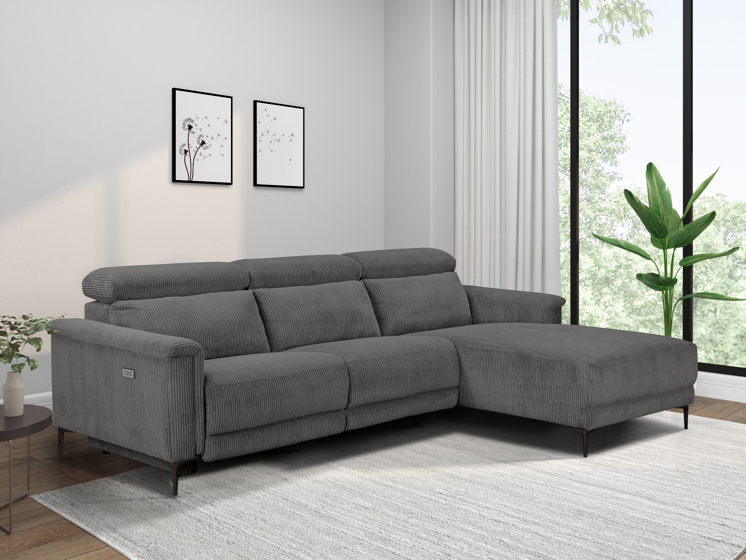 Colțar cu recliner Evamare 105 (Gri inchis)
