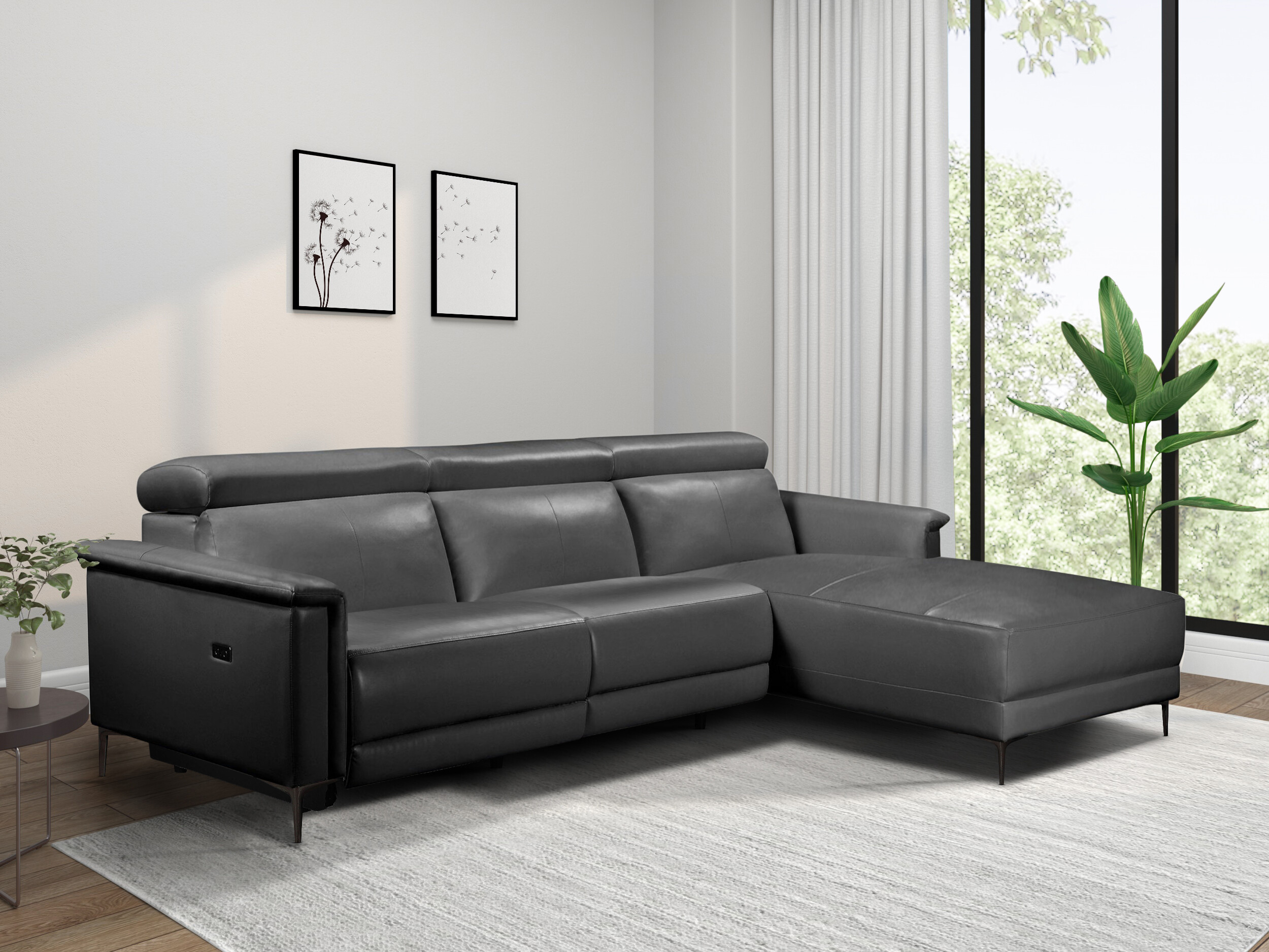 Colțar cu recliner Evamare 105 (Negru)