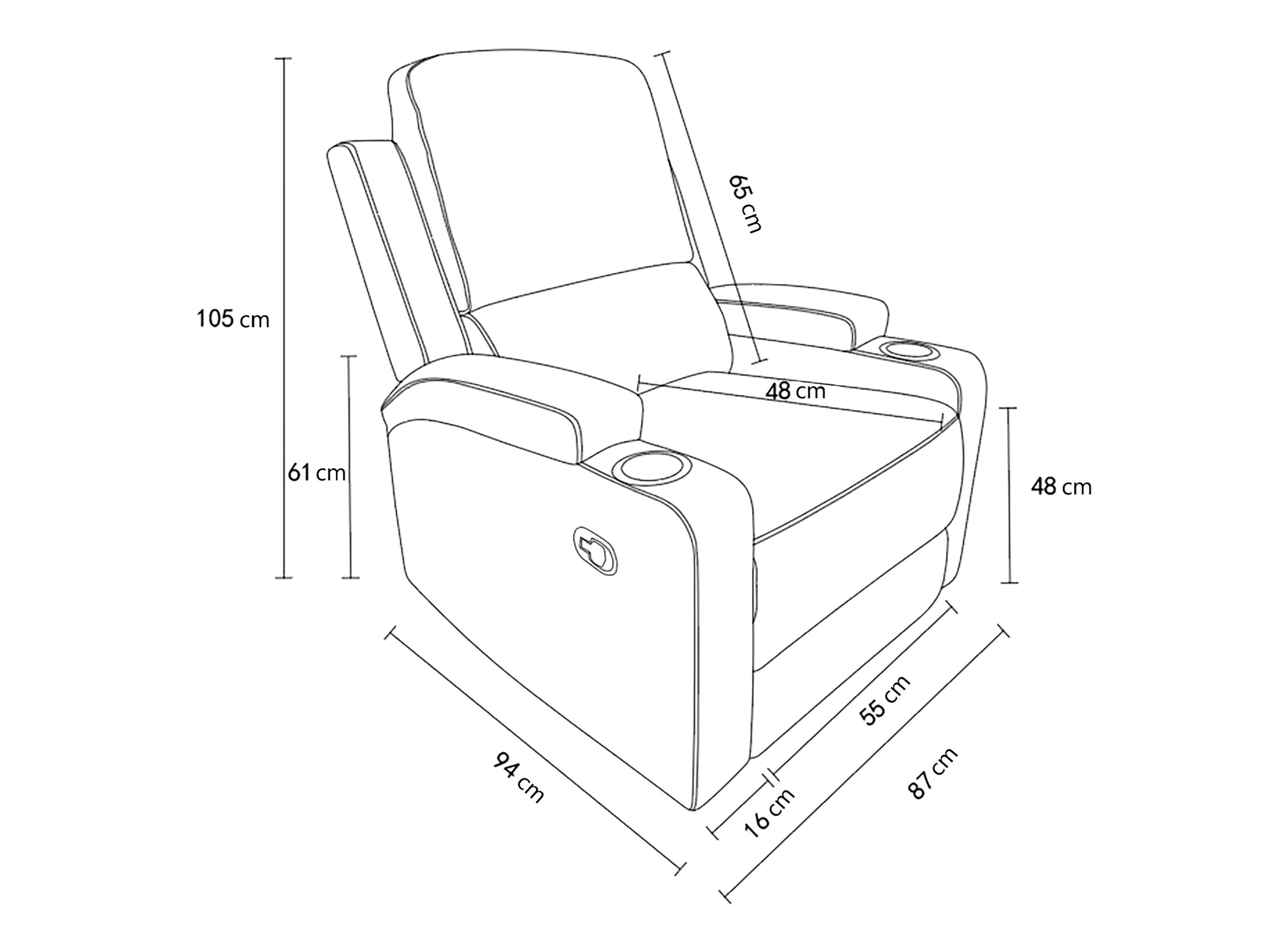 Fotoliu recliner Denton 1565 (Gri deschis)