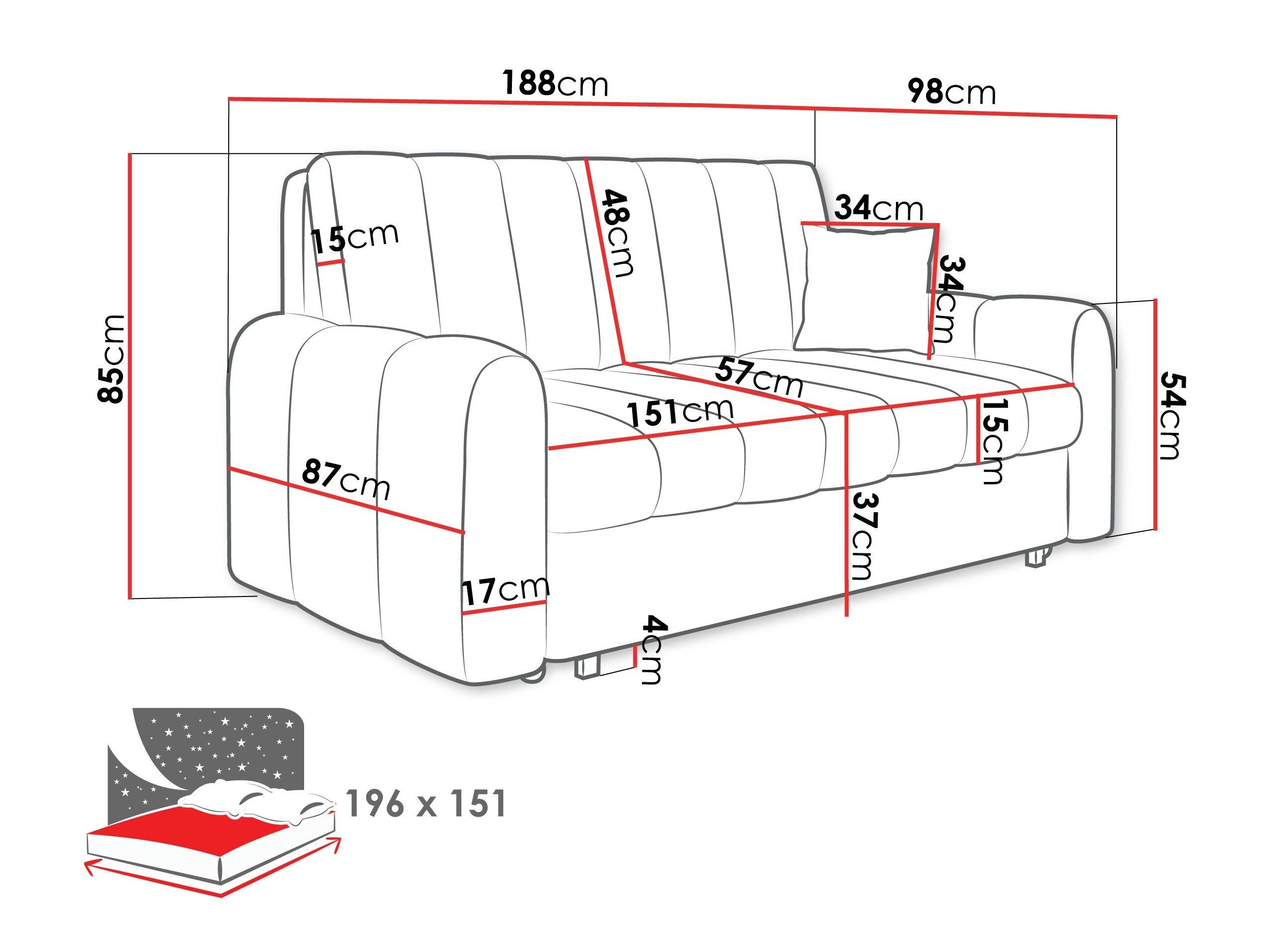 Canapea extensibilă Columbus 265 (Margo 227.09)