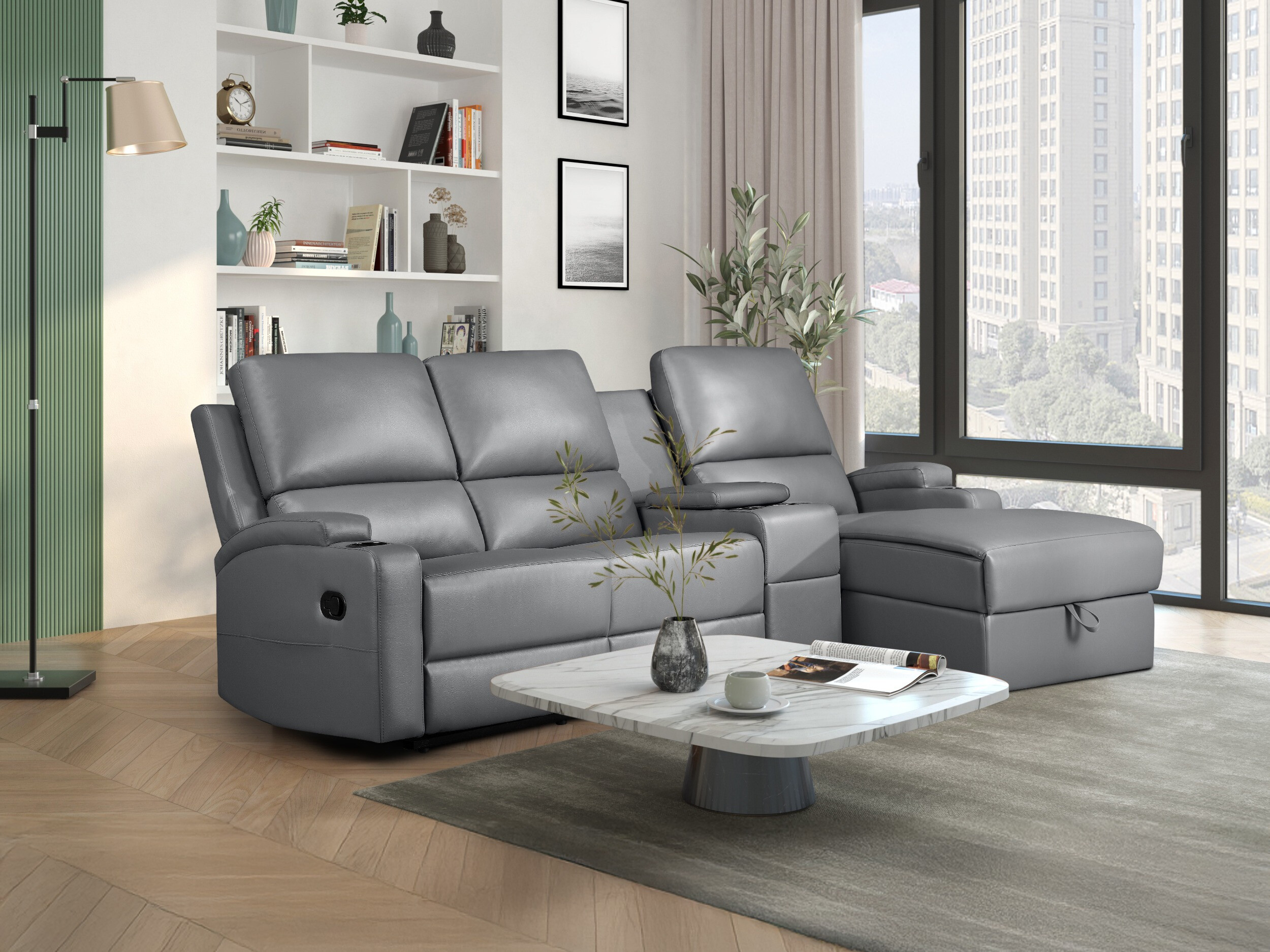 Colțar cu recliner Denton 1368 (Gri)