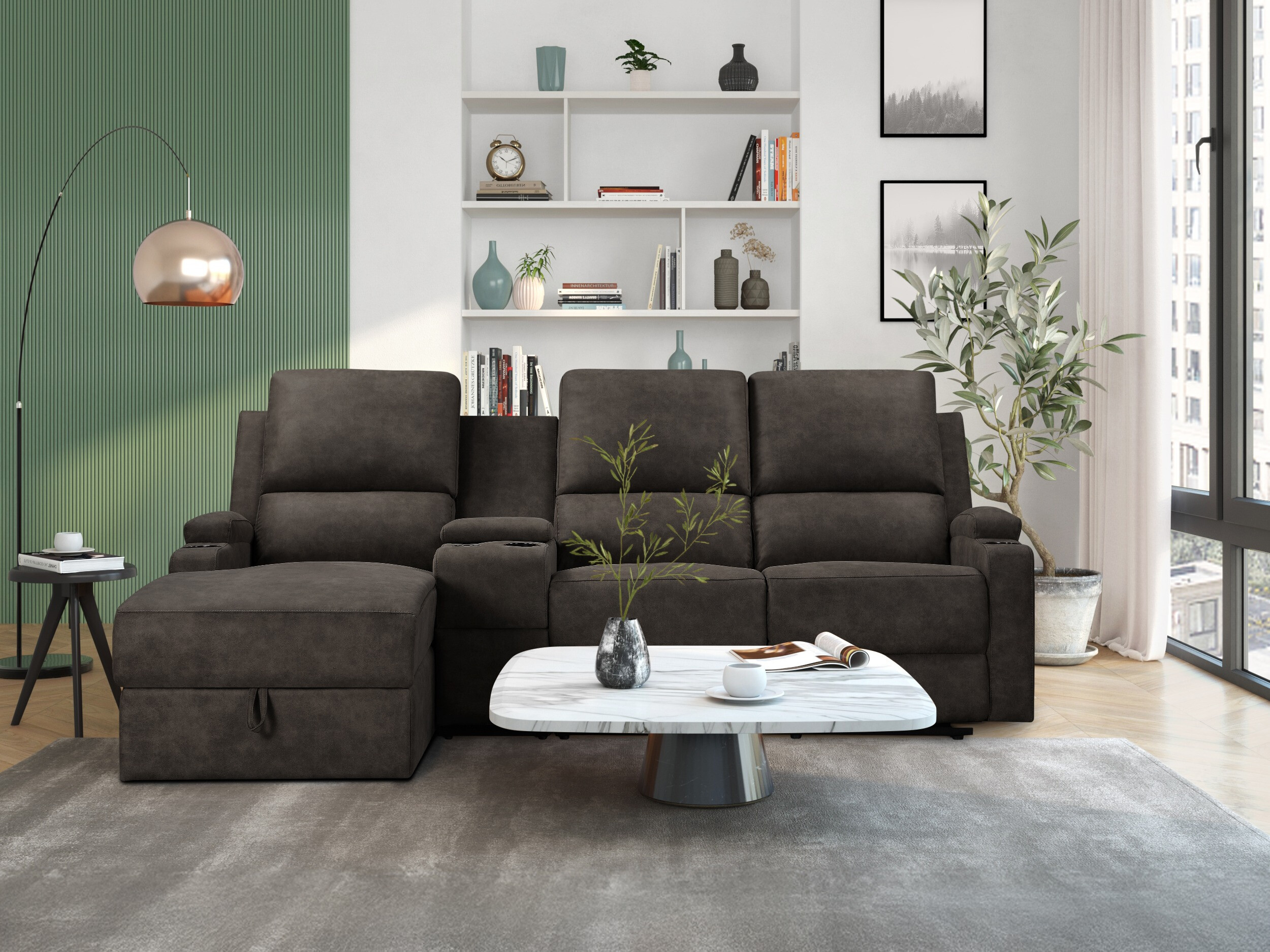 Colțar cu recliner Denton 1368 (Maro închis)