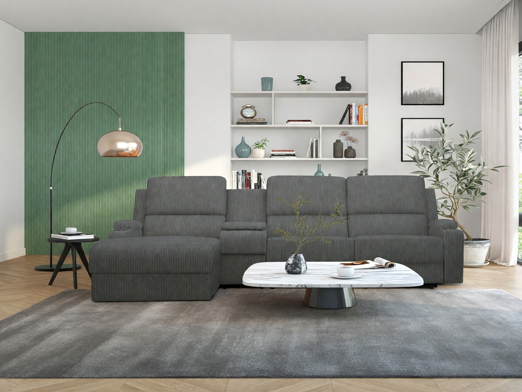 Colțar cu recliner Denton 1568 (Antracit)