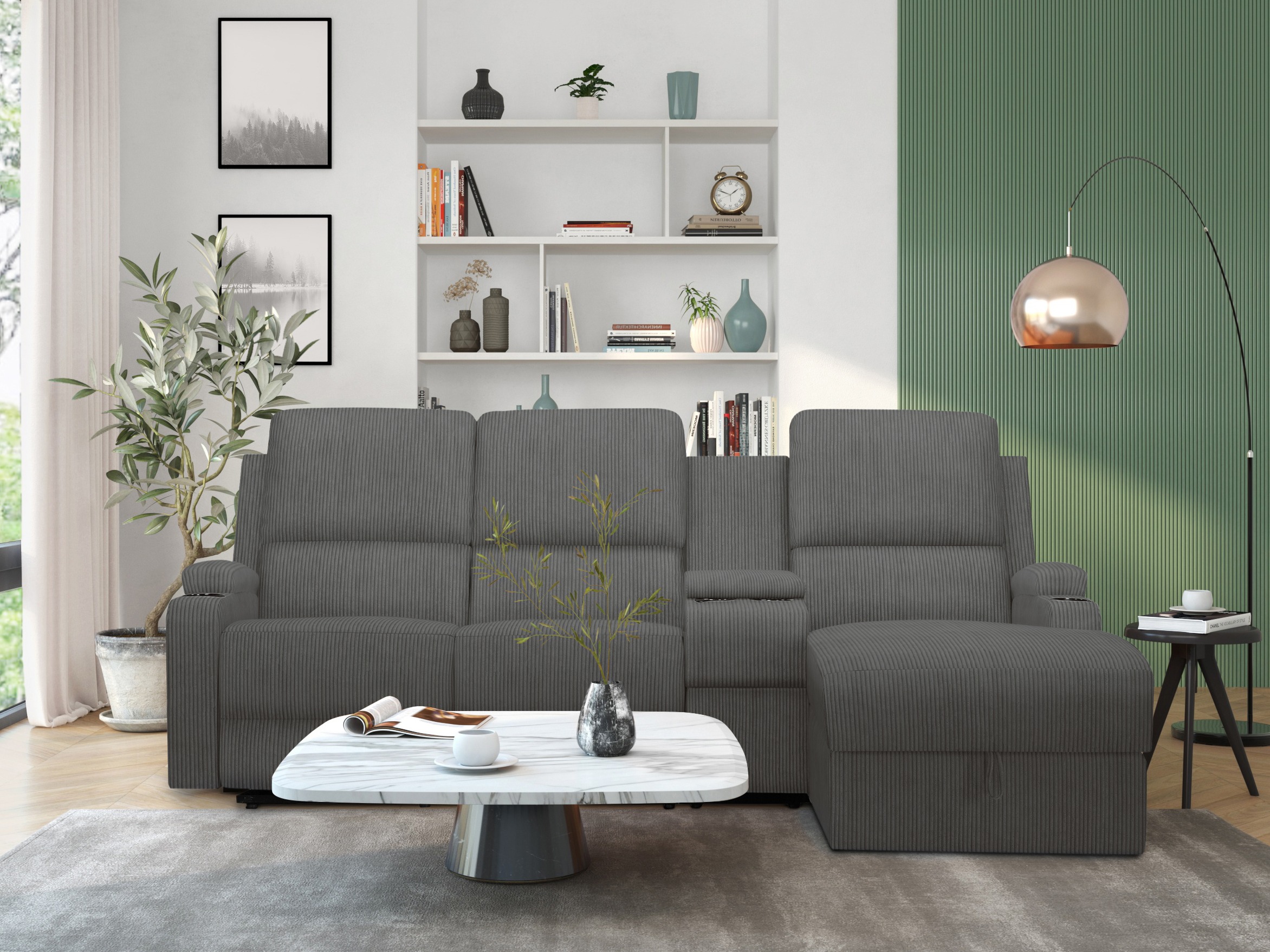 Colțar cu recliner Denton 1568 (Antracit)