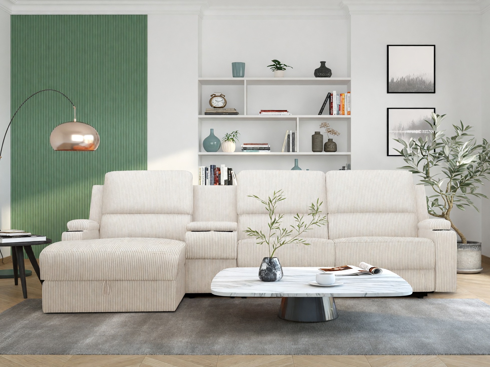 Colțar cu recliner Denton 1568 (Crem)