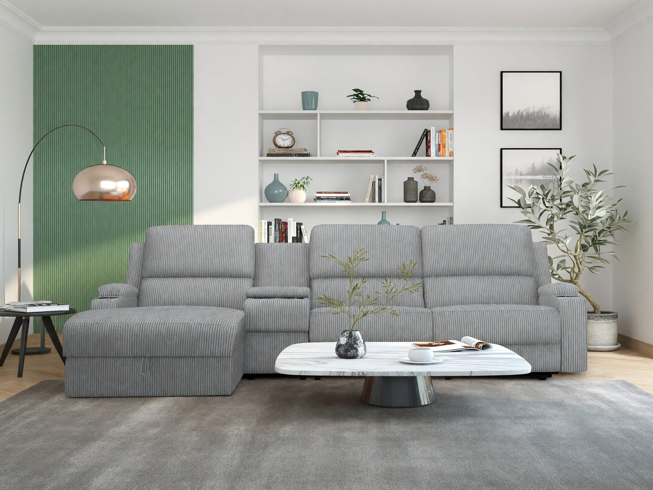 Colțar cu recliner Denton 1568 (Gri)