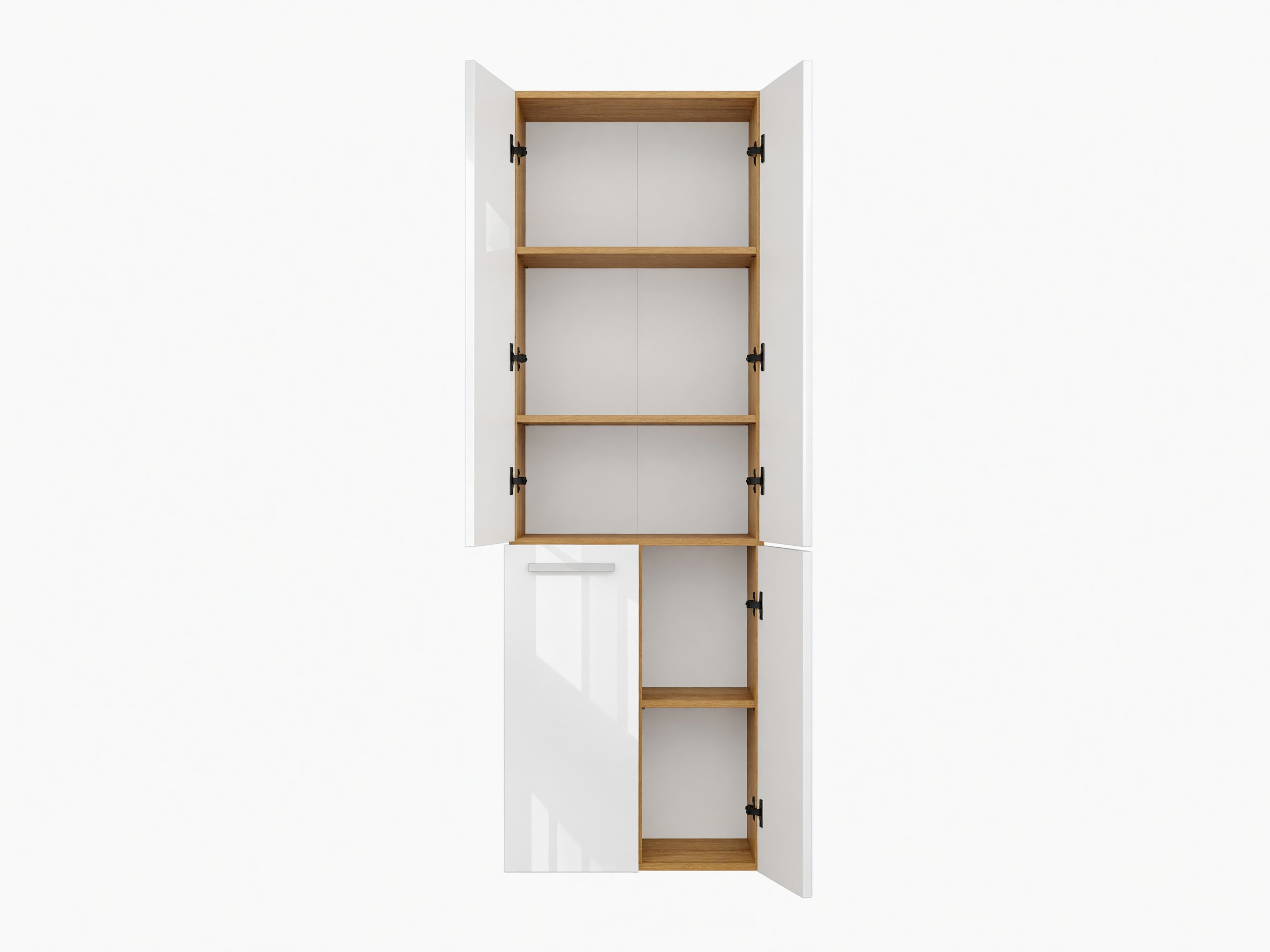 Cabinet de baie neancorat Nolmaru 100 (Stejar artizan + Alb lucios)