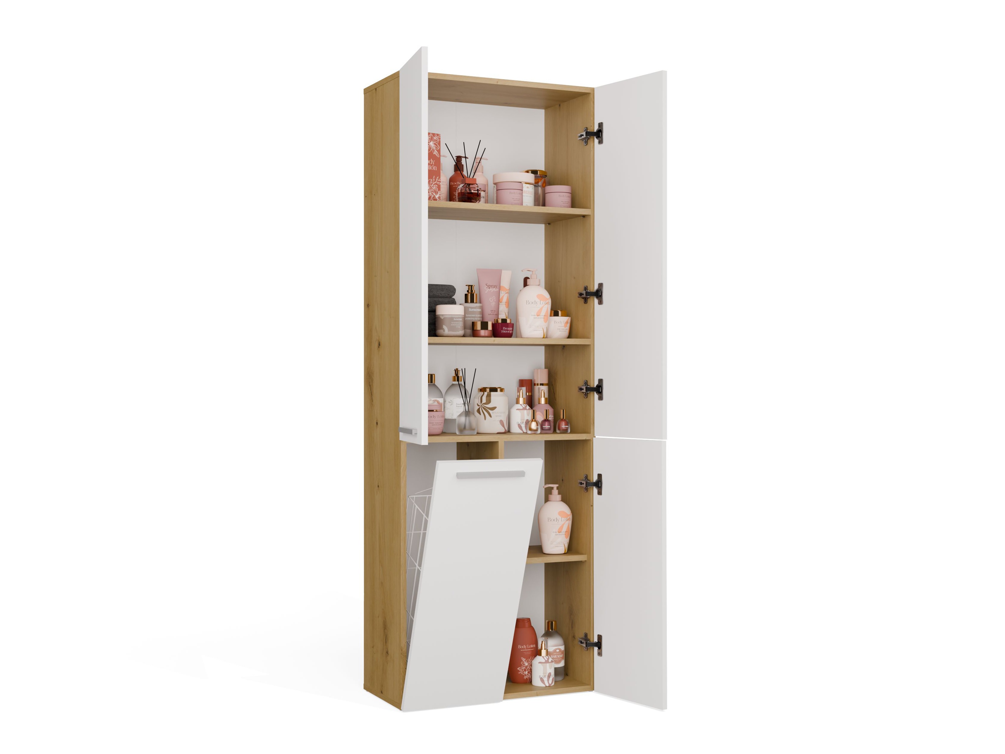 Cabinet de baie neancorat Nolmaru 100 (Stejar artizan + Alb)