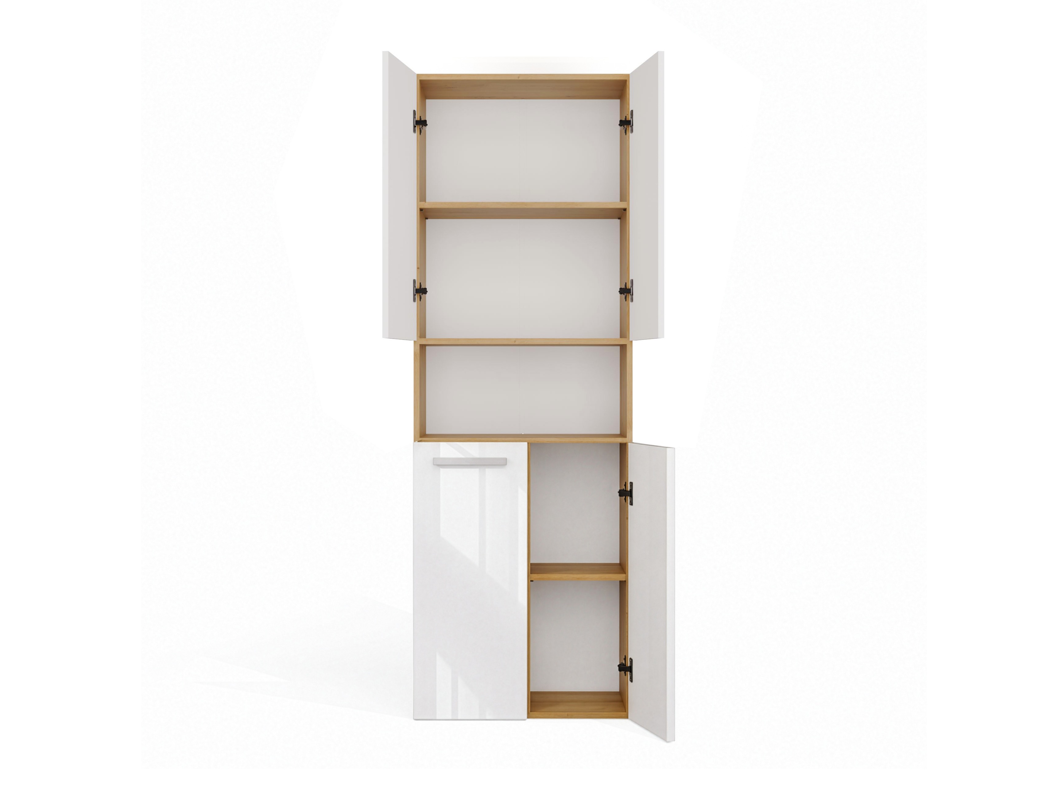 Cabinet de baie neancorat Nolmaru 101 (Stejar artizan + Alb lucios)