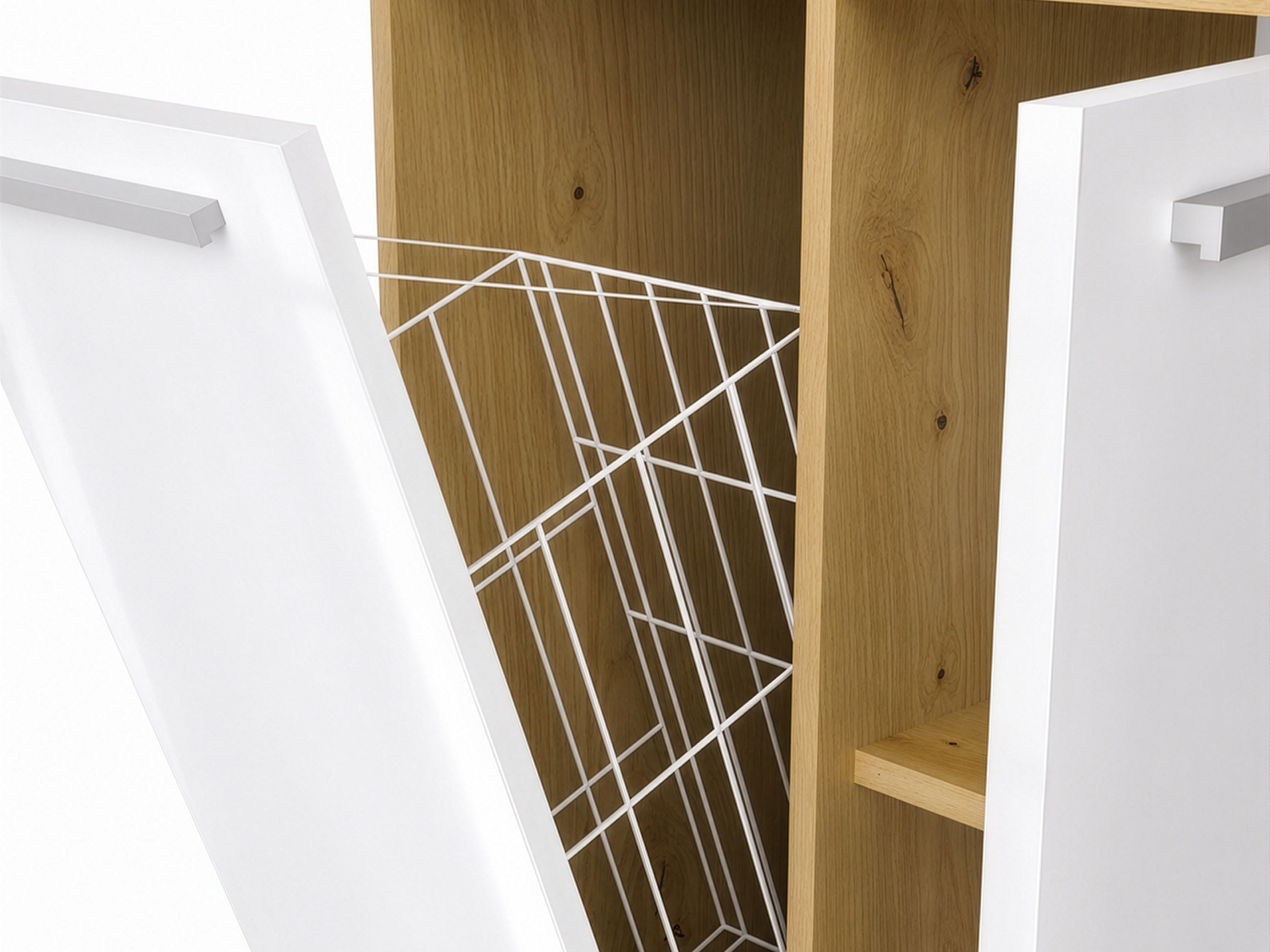 Cabinet de baie neancorat Nolmaru 101 (Stejar artizan + Alb lucios)