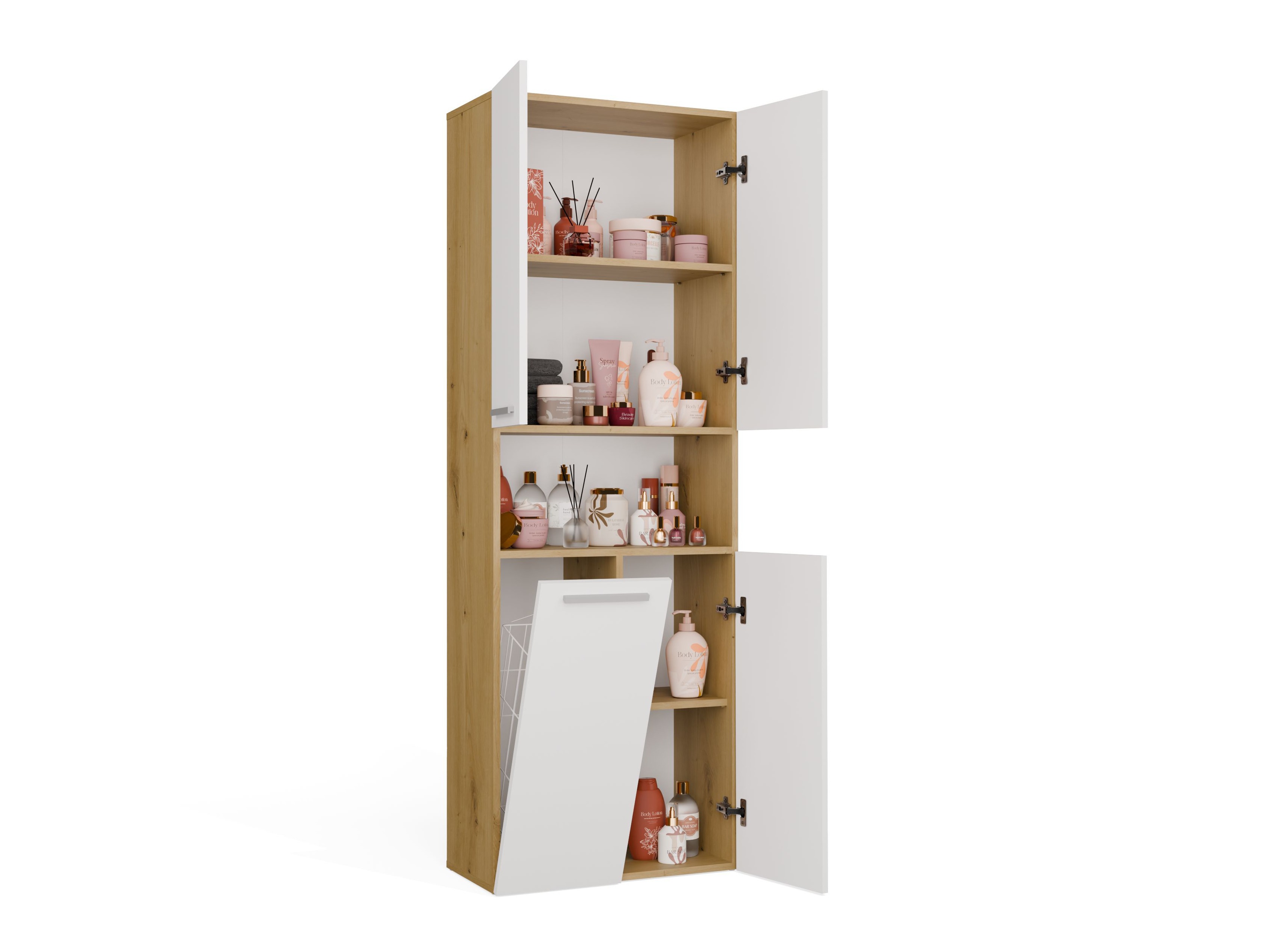 Cabinet de baie neancorat Nolmaru 101 (Stejar artizan + Alb)