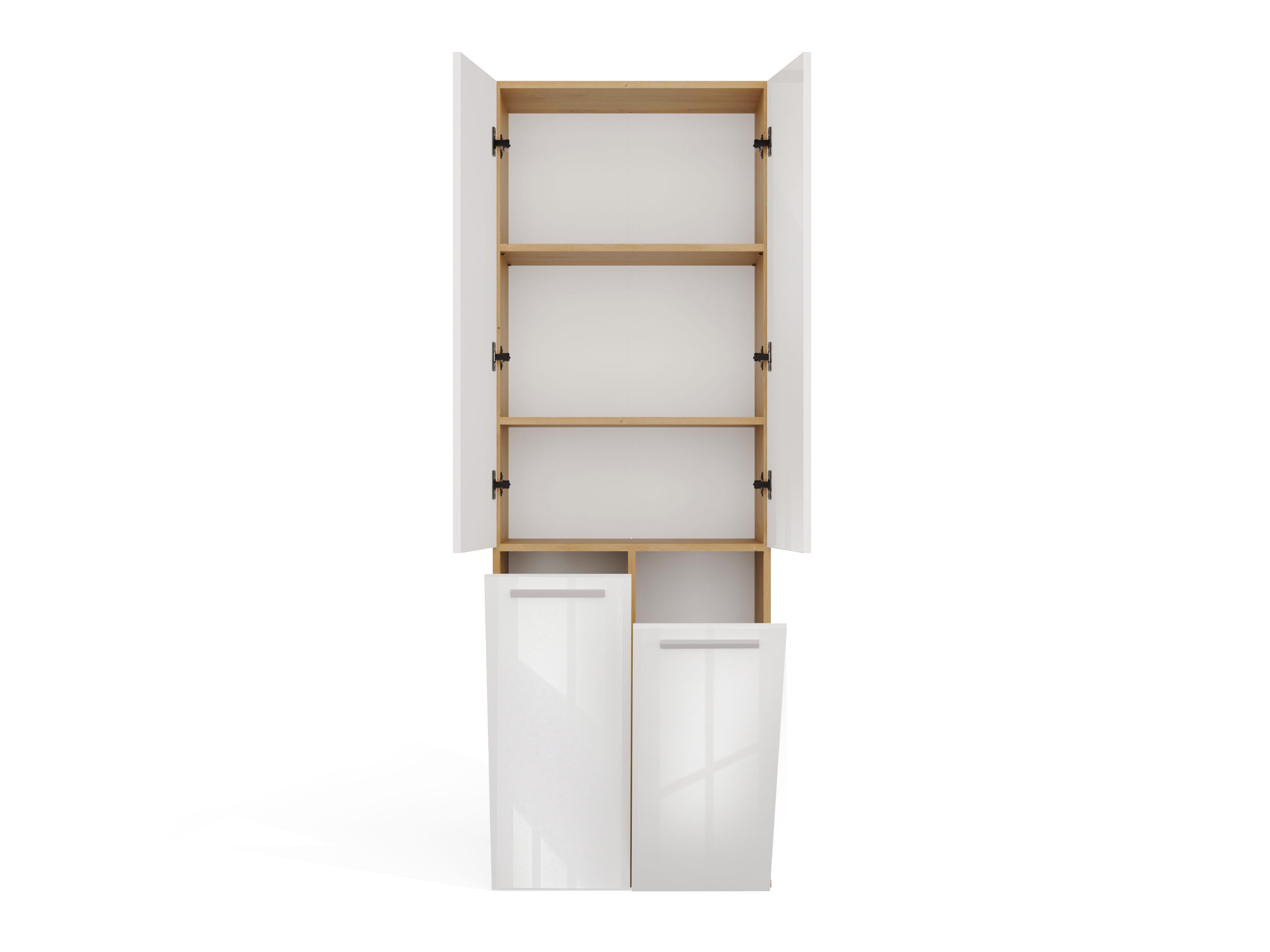 Cabinet de baie neancorat Nolmaru 102 (Stejar artizan + Alb lucios)