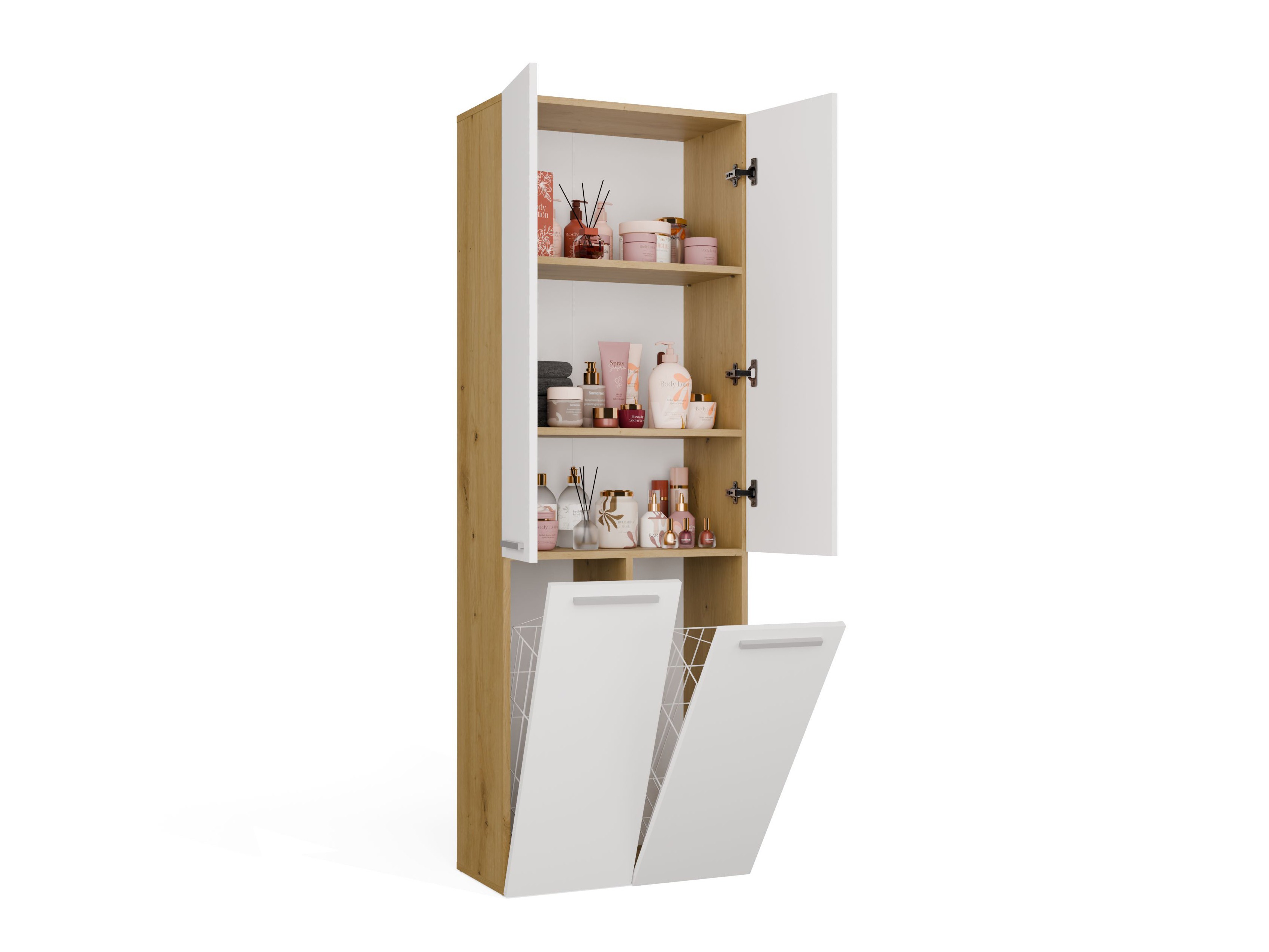 Cabinet de baie neancorat Nolmaru 102 (Stejar artizan + Alb)